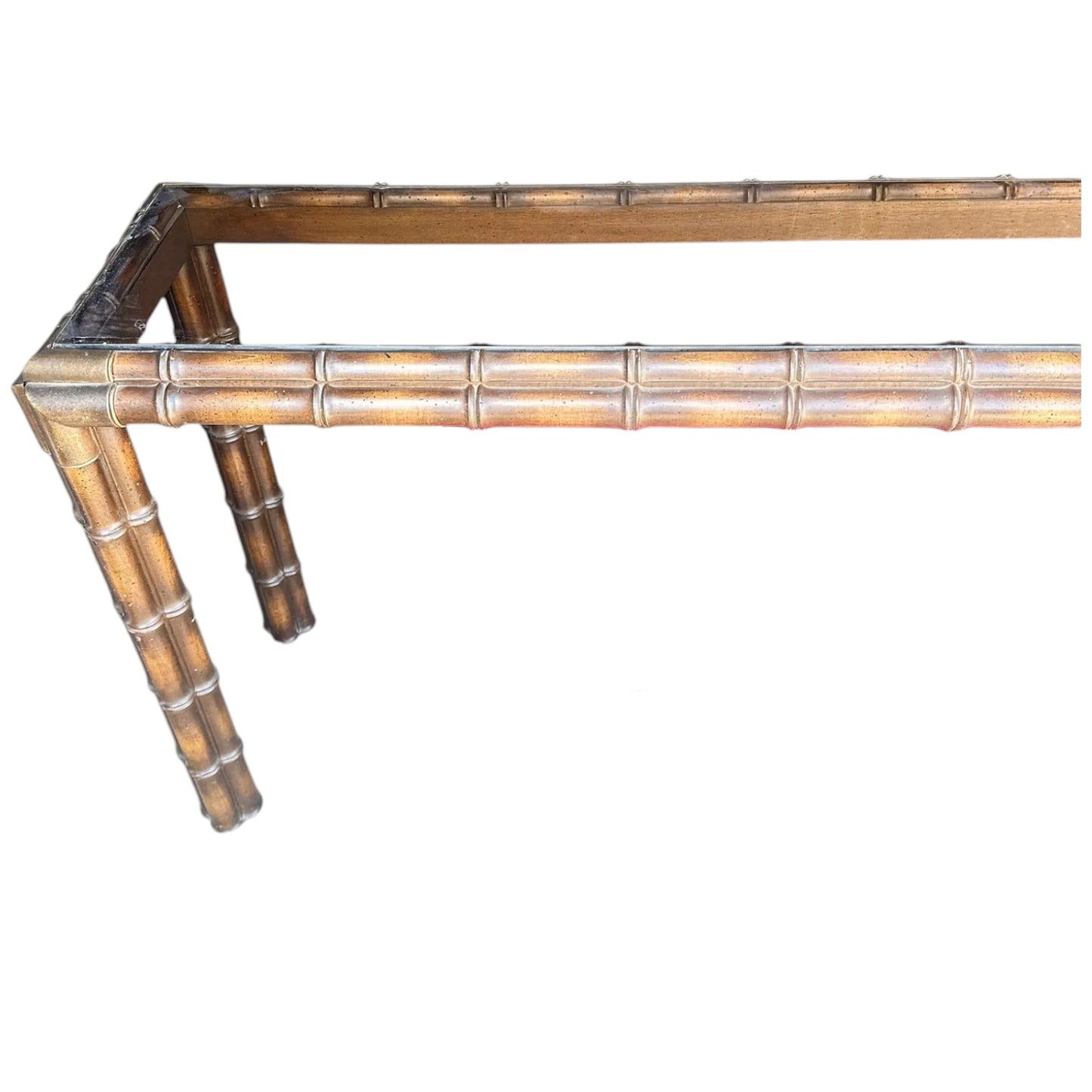 Chunky Faux Bamboo Glass Top Console Table