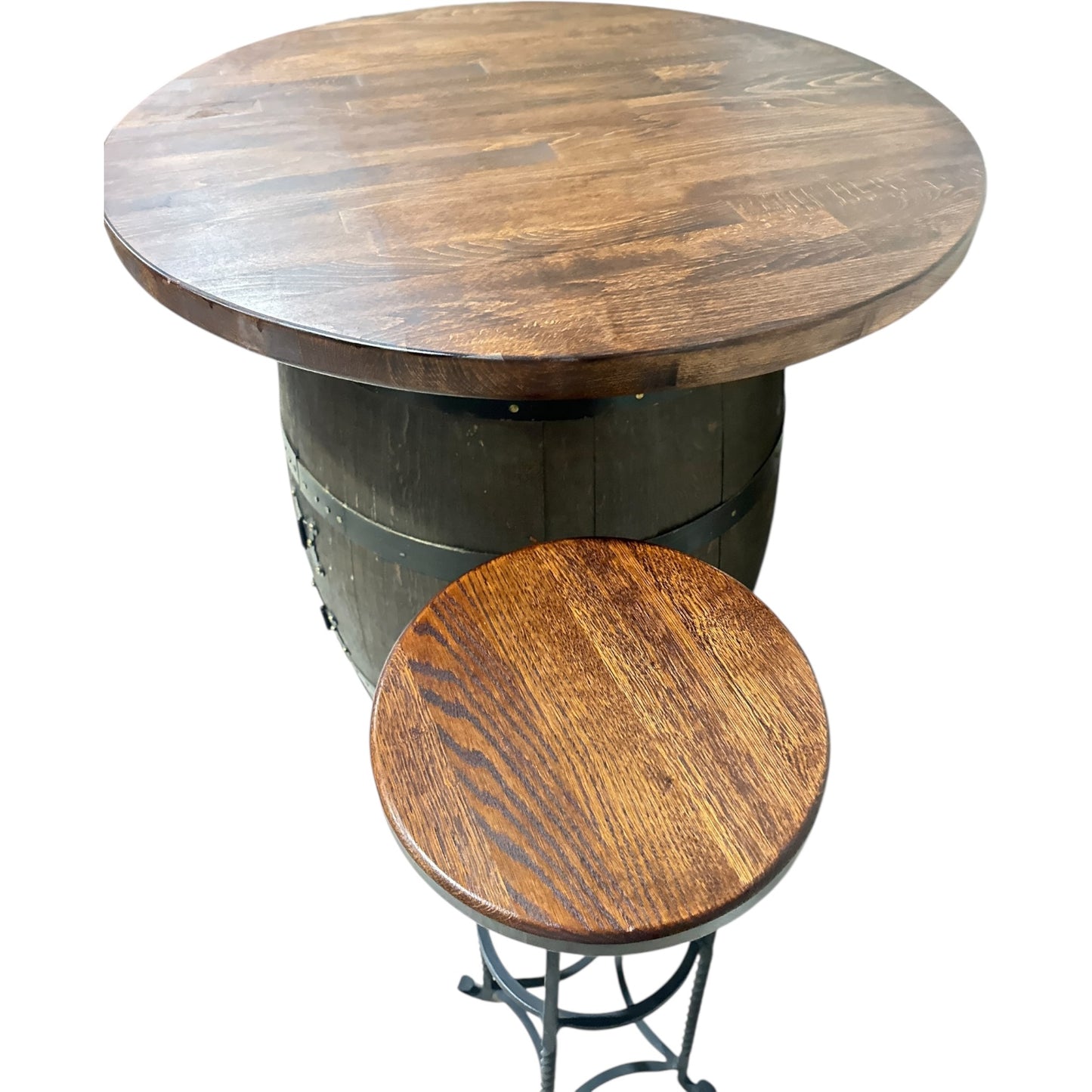 Antique Bordeaux Wine Barrel Table with Stools & Hidden Storage