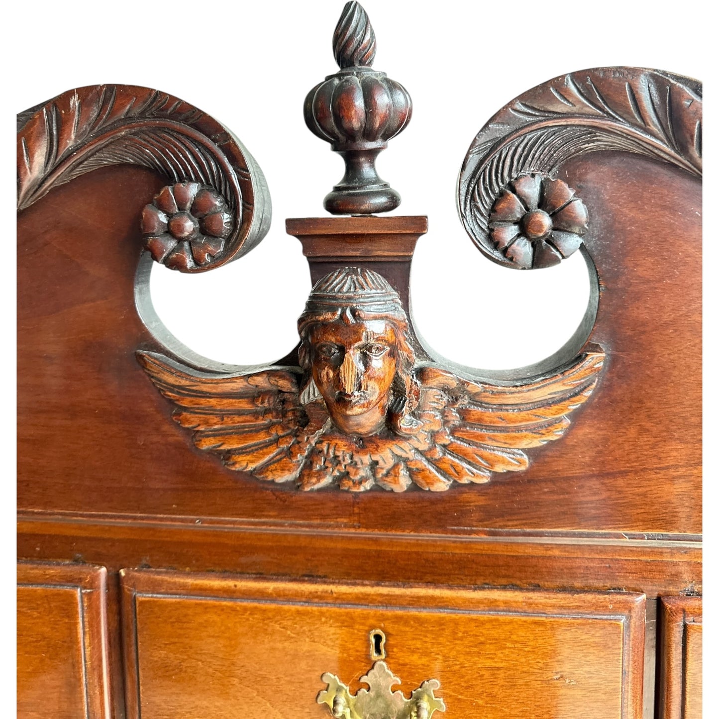 Chippendale-Style Mahogany Tall Chest with Shell Carving