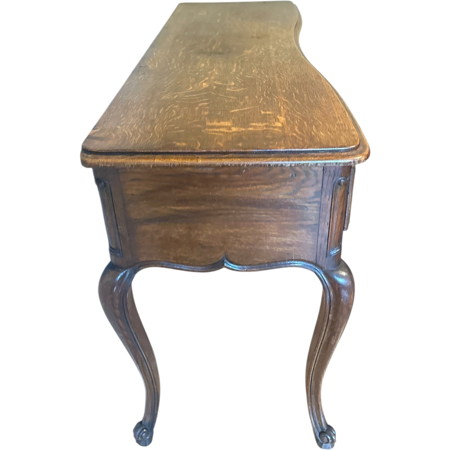 Antique French Louis XV Style Serpentine Oak Console Table