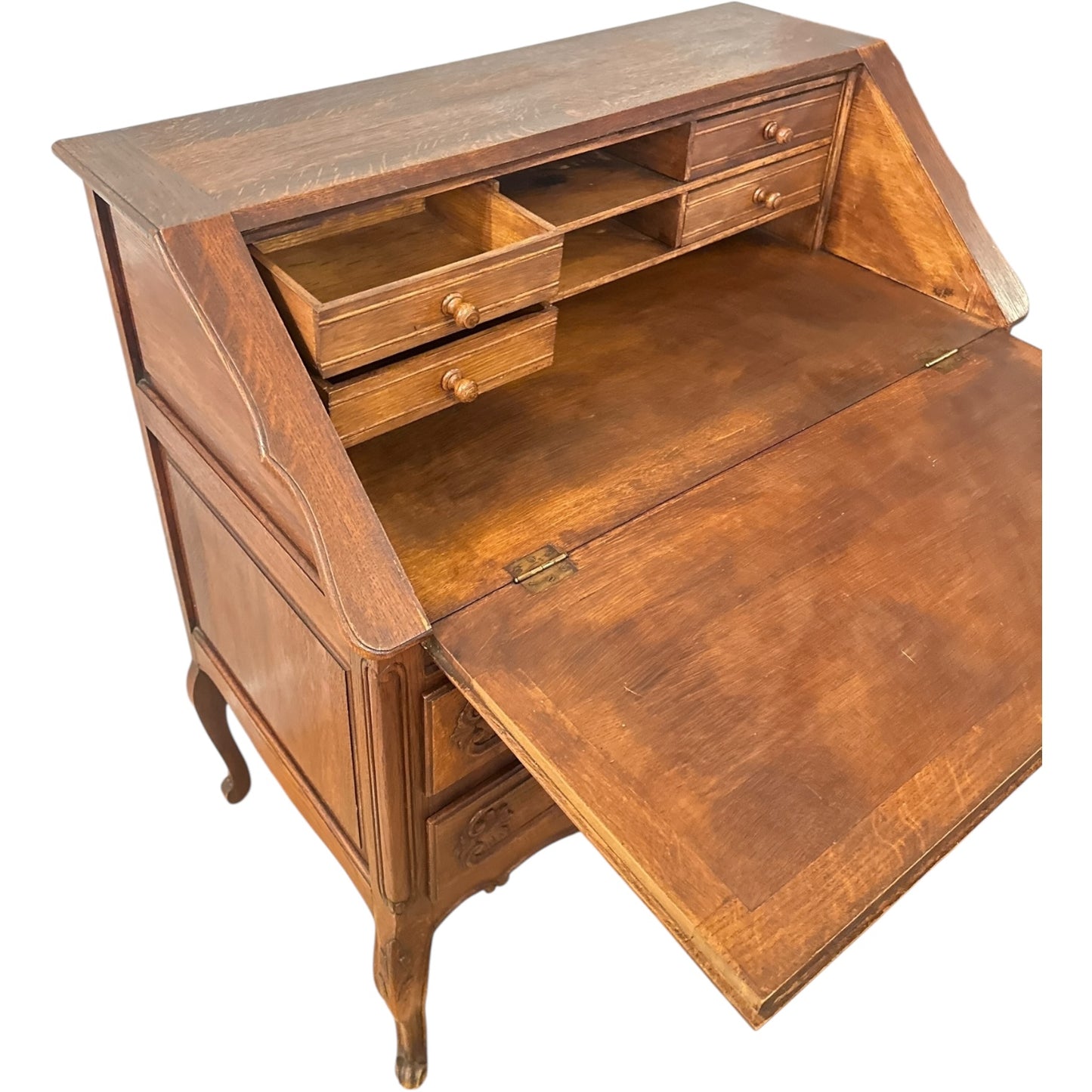 Antique French Provincial Oak Drop-Front Secretary Desk