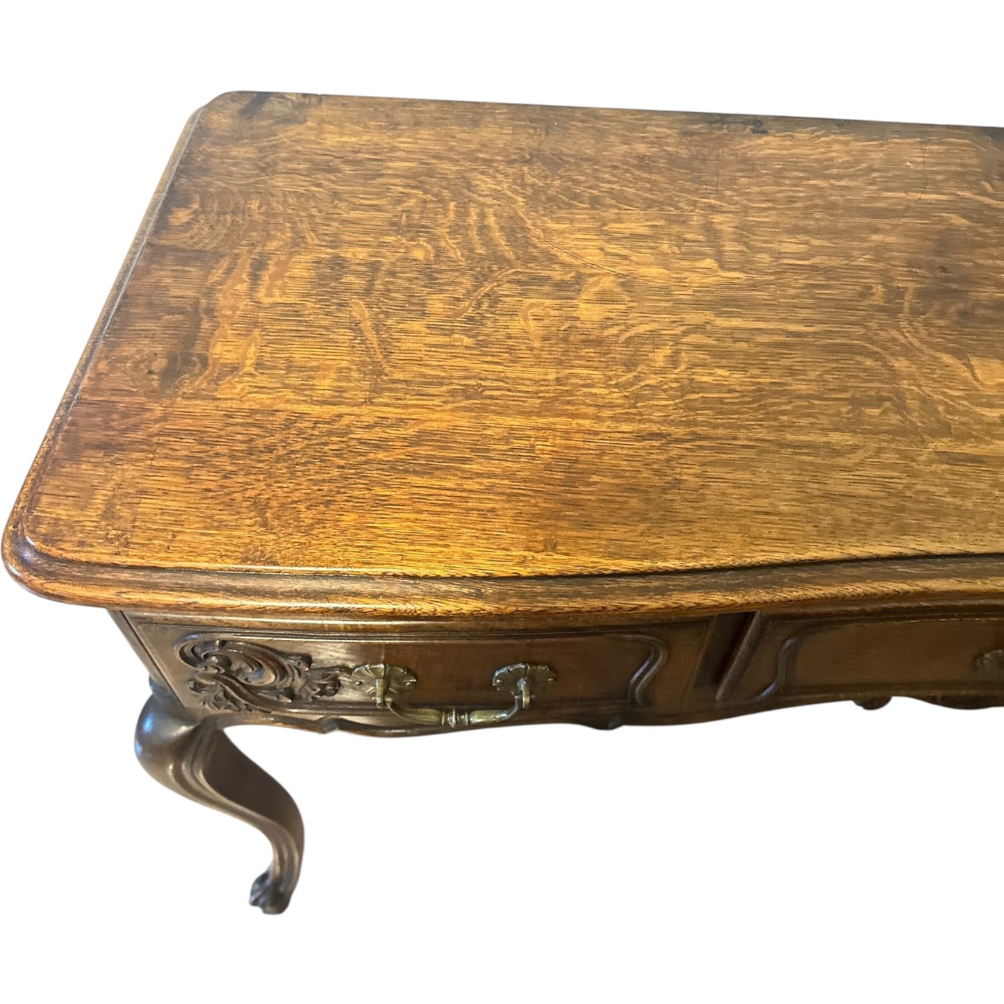 Antique French Louis XV Style Serpentine Oak Console Table