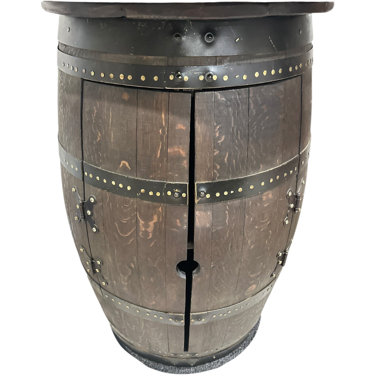 Antique Bordeaux Wine Barrel Table with Stools & Hidden Storage