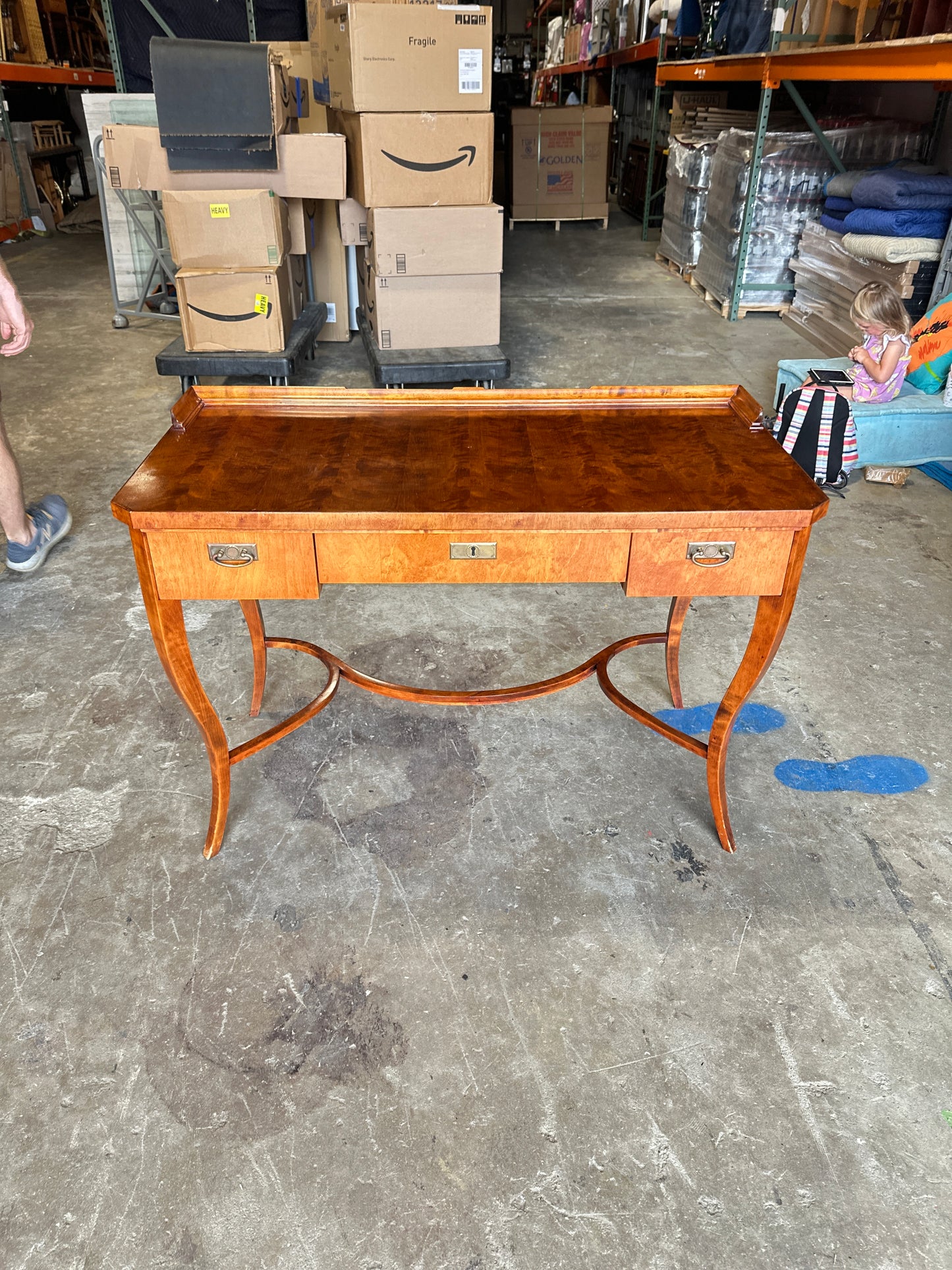 Stunning Antique Biedermeier Flame Birch Secretary Chest – Circa 1830