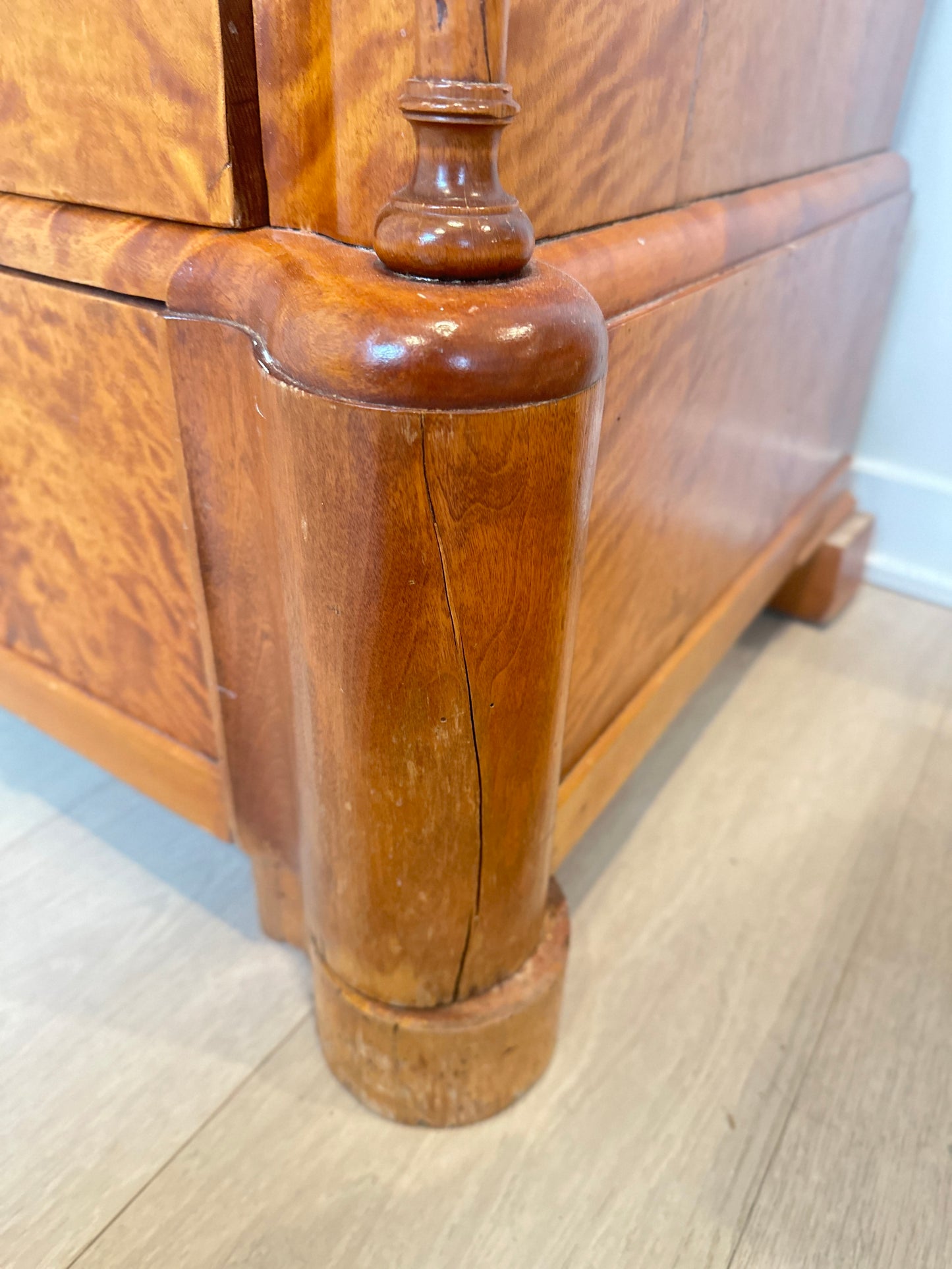 Stunning Antique Biedermeier Flame Birch Secretary Chest – Circa 1830