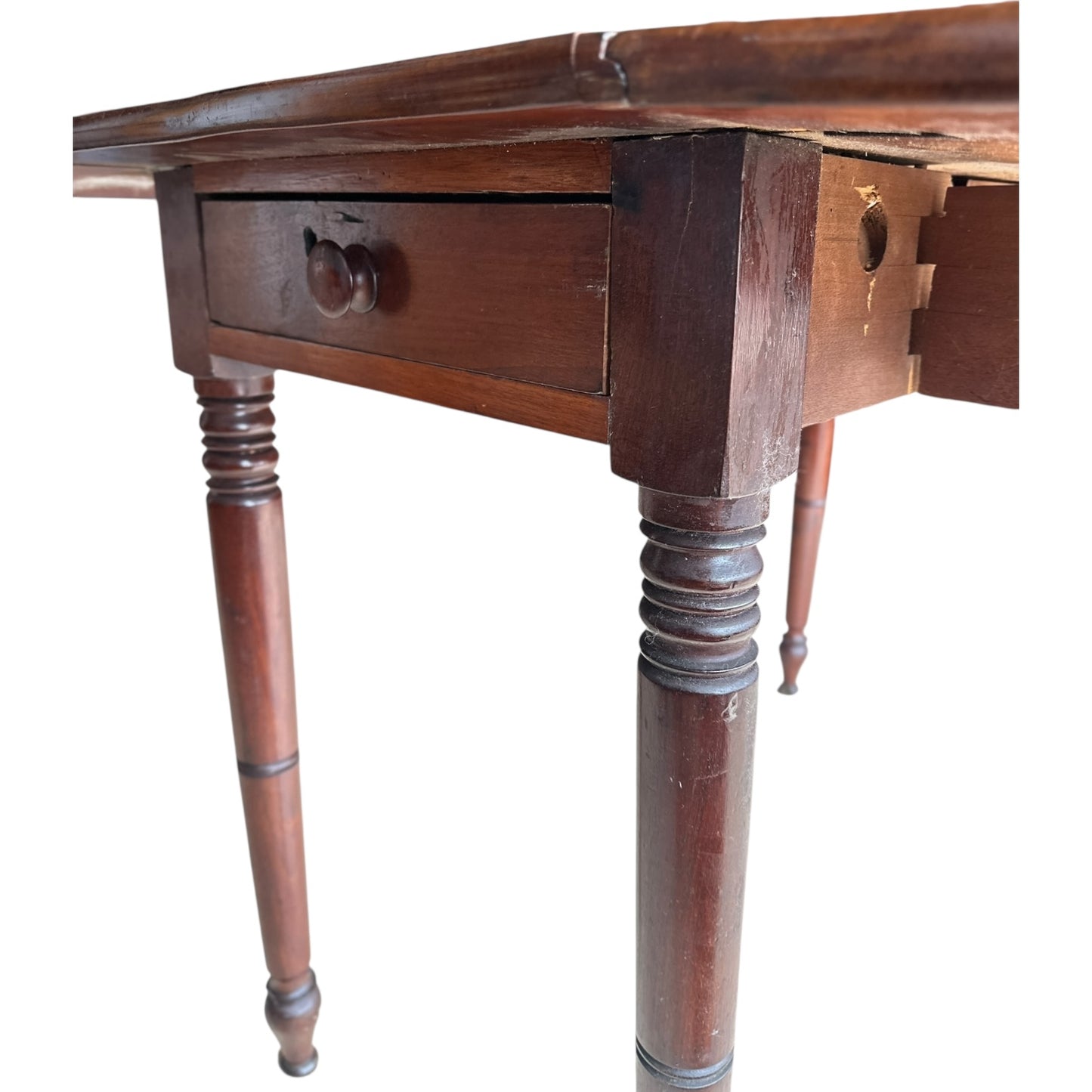 Antique Cherry Drop-Leaf Table with Turned Legs