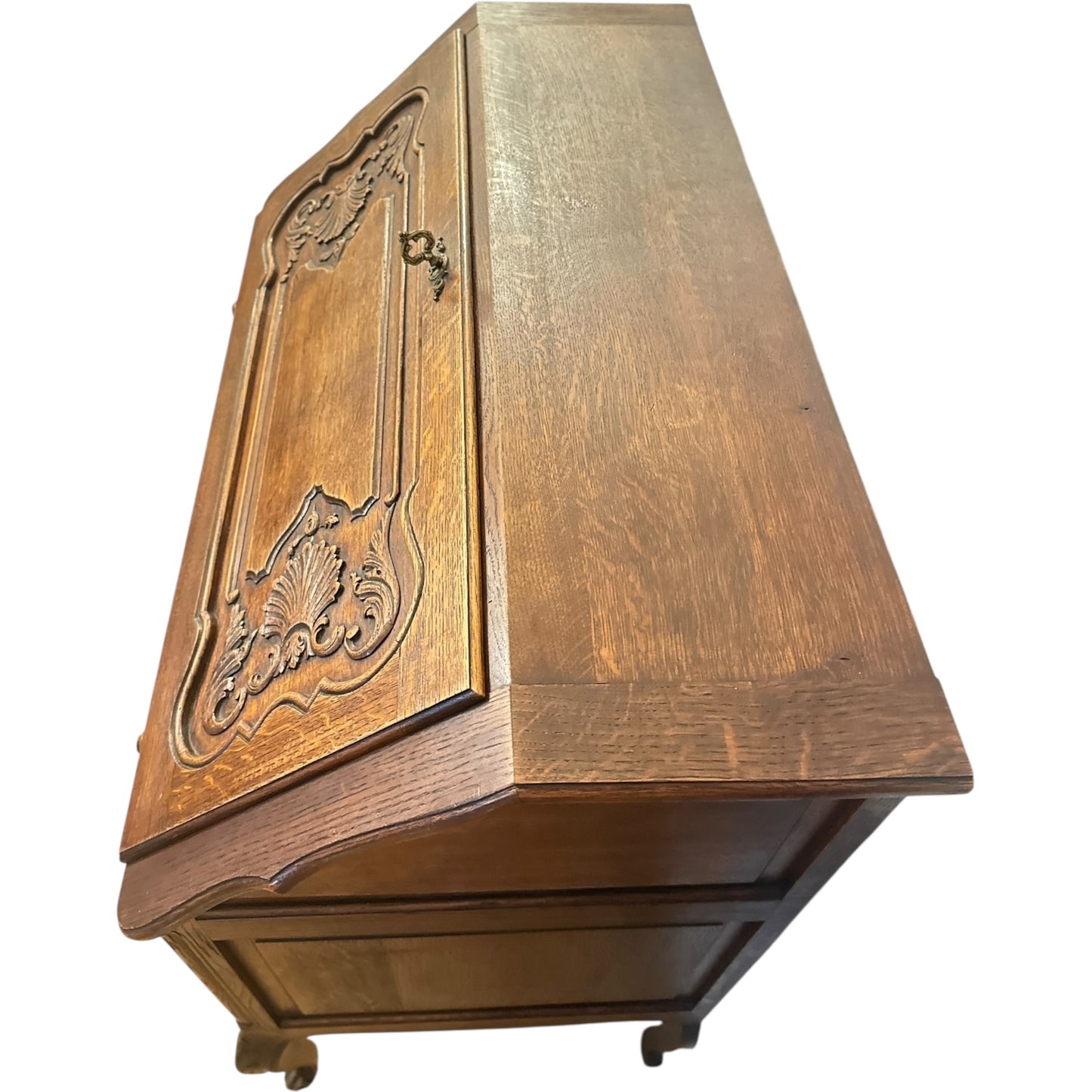 Antique French Provincial Oak Drop-Front Secretary Desk