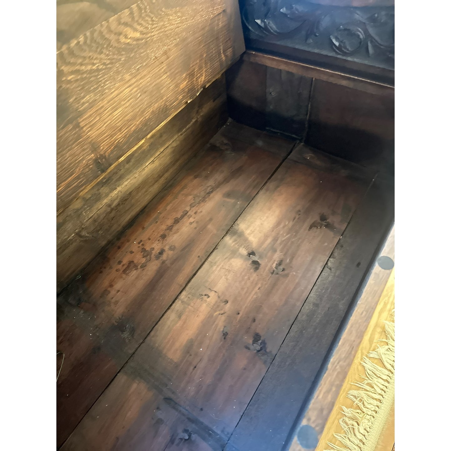 Antique Hand-Carved Oak Hall Bench with Storage – English Gothic Revival