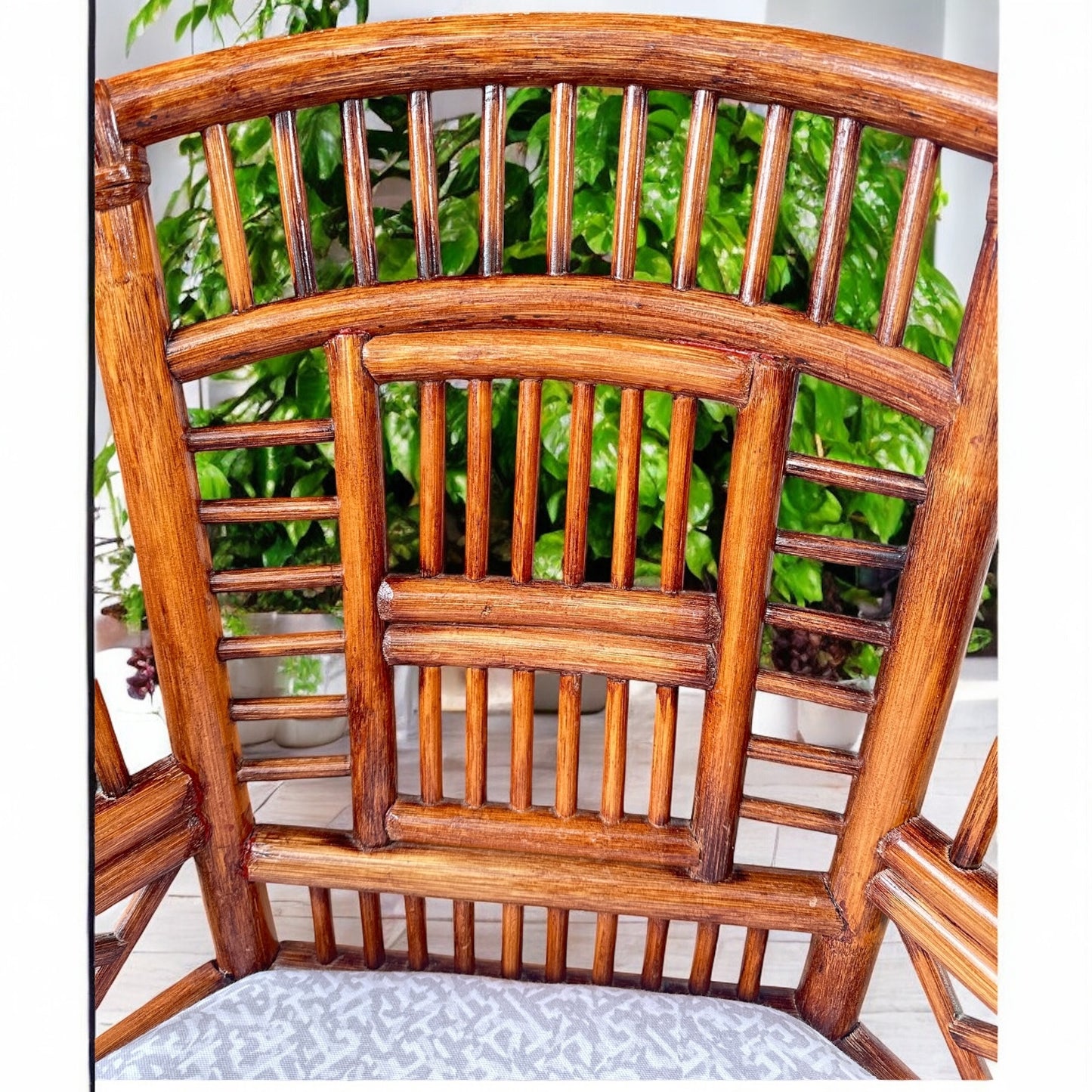 Set of 4 Brighton Pavilion Rattan Barrel Back Armchairs with New Upholstered Cushions