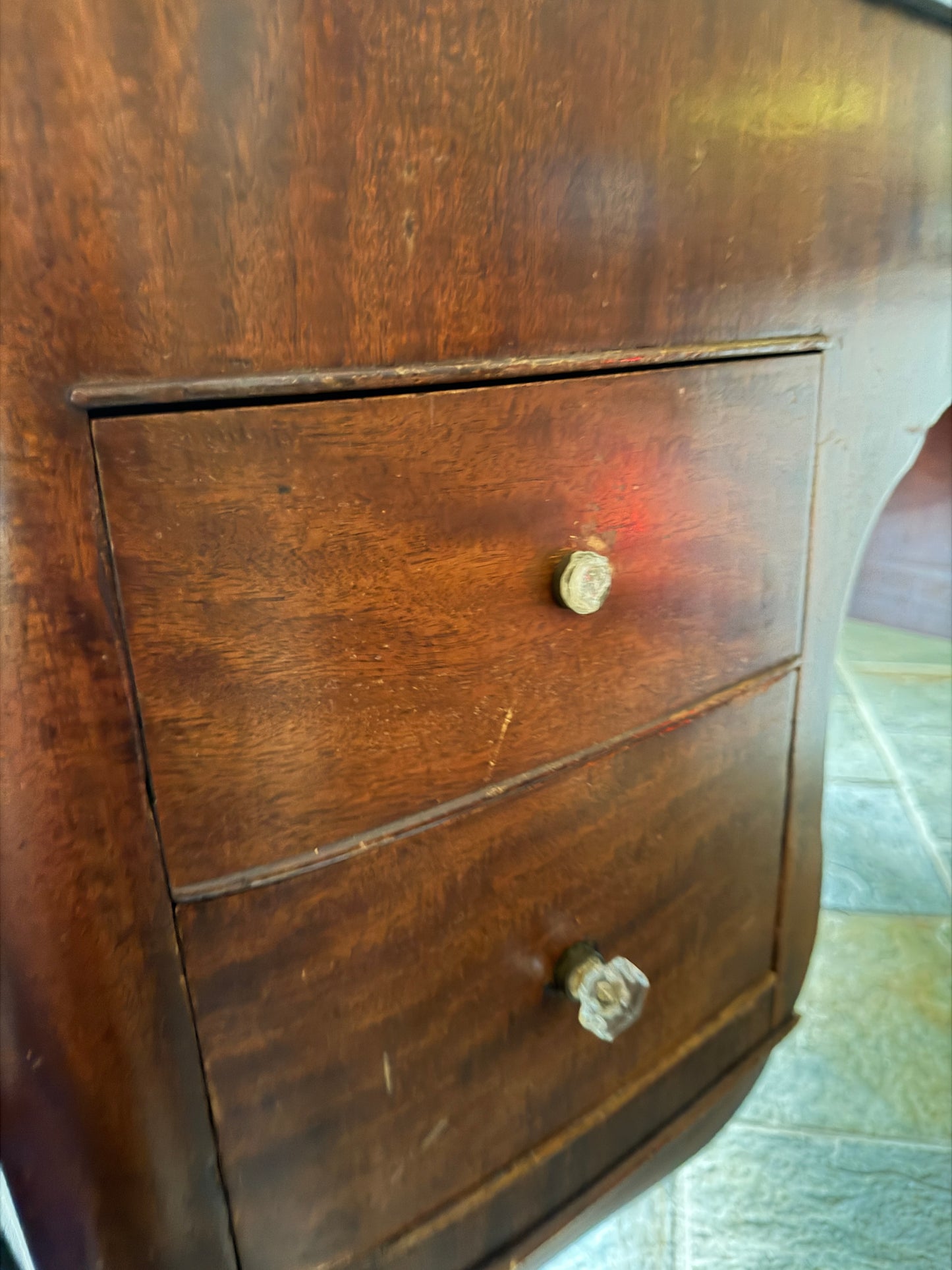 Antique French Mahogany Writing Desk with Cabriole Legs