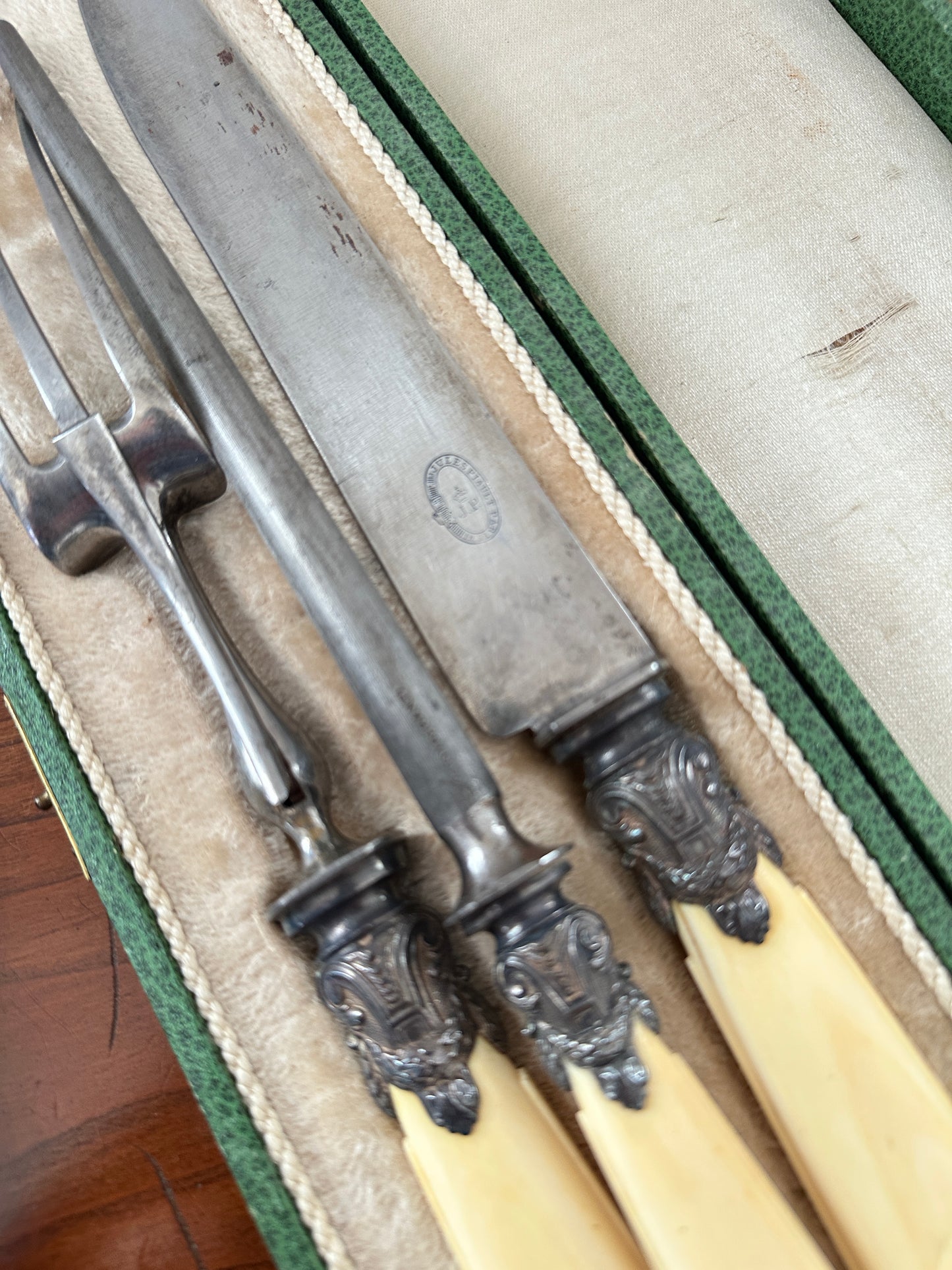 Antique French Ivory Handle Cutlery Set- 12 Knives and 1 Carving Set