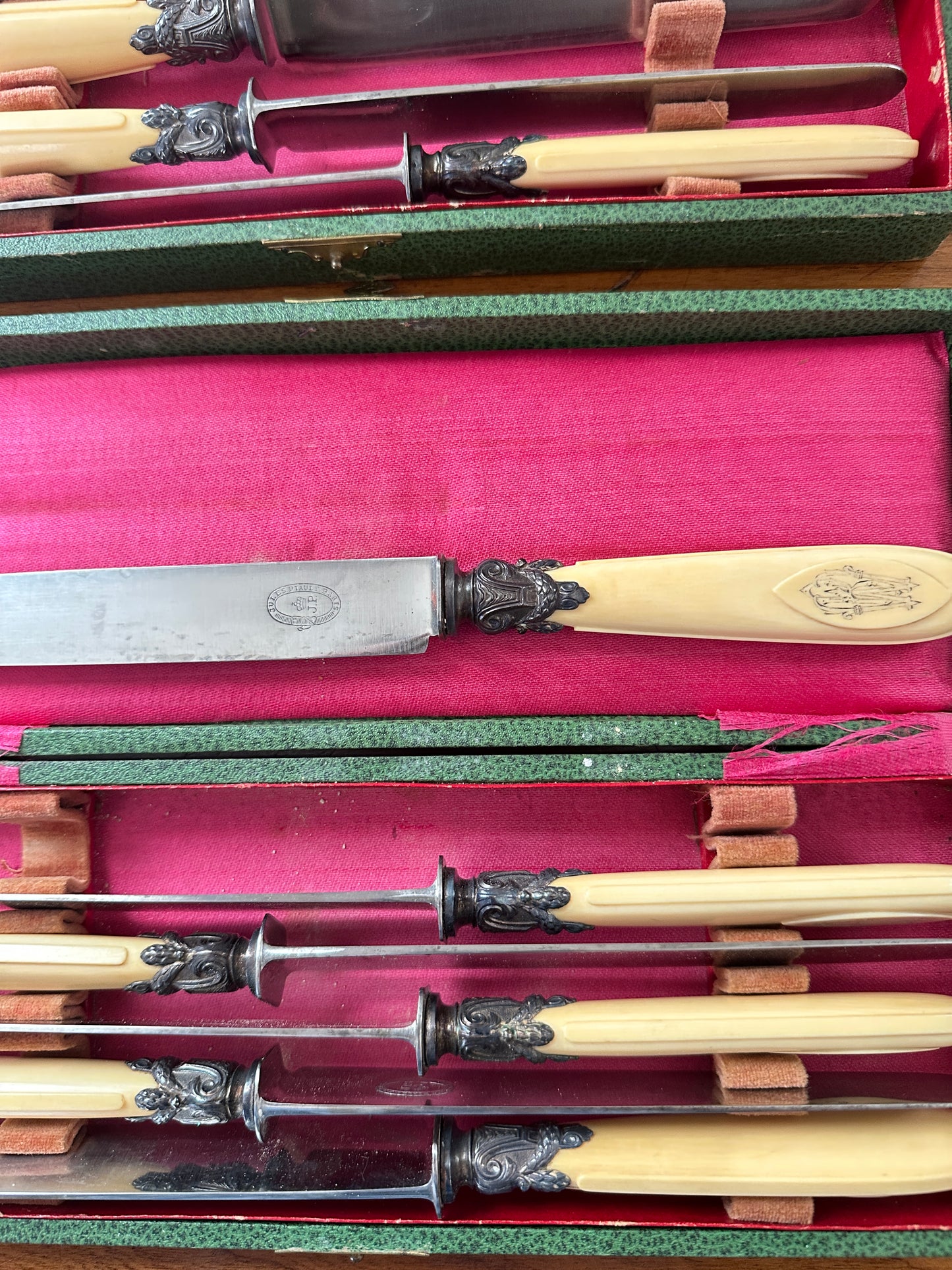 Antique French Ivory Handle Cutlery Set- 12 Knives and 1 Carving Set