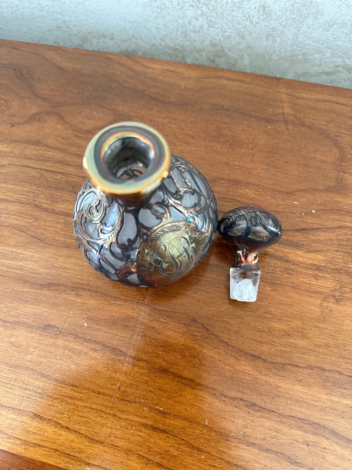 Antique Iridescent Glass Perfume Bottle
