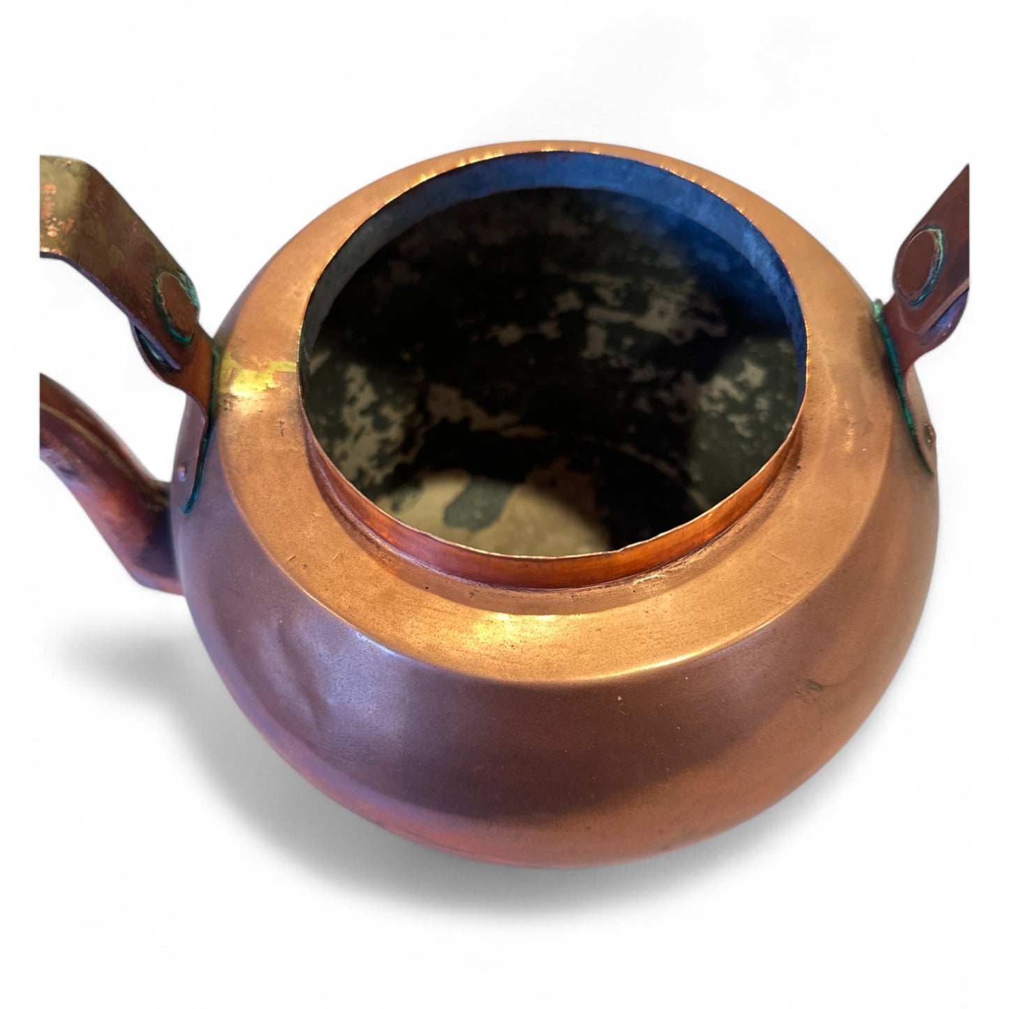 Antique French Copper Kettle with Brass Finial