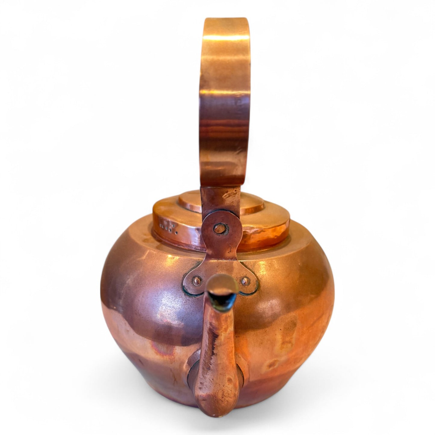 Antique French Copper Kettle with Brass Finial
