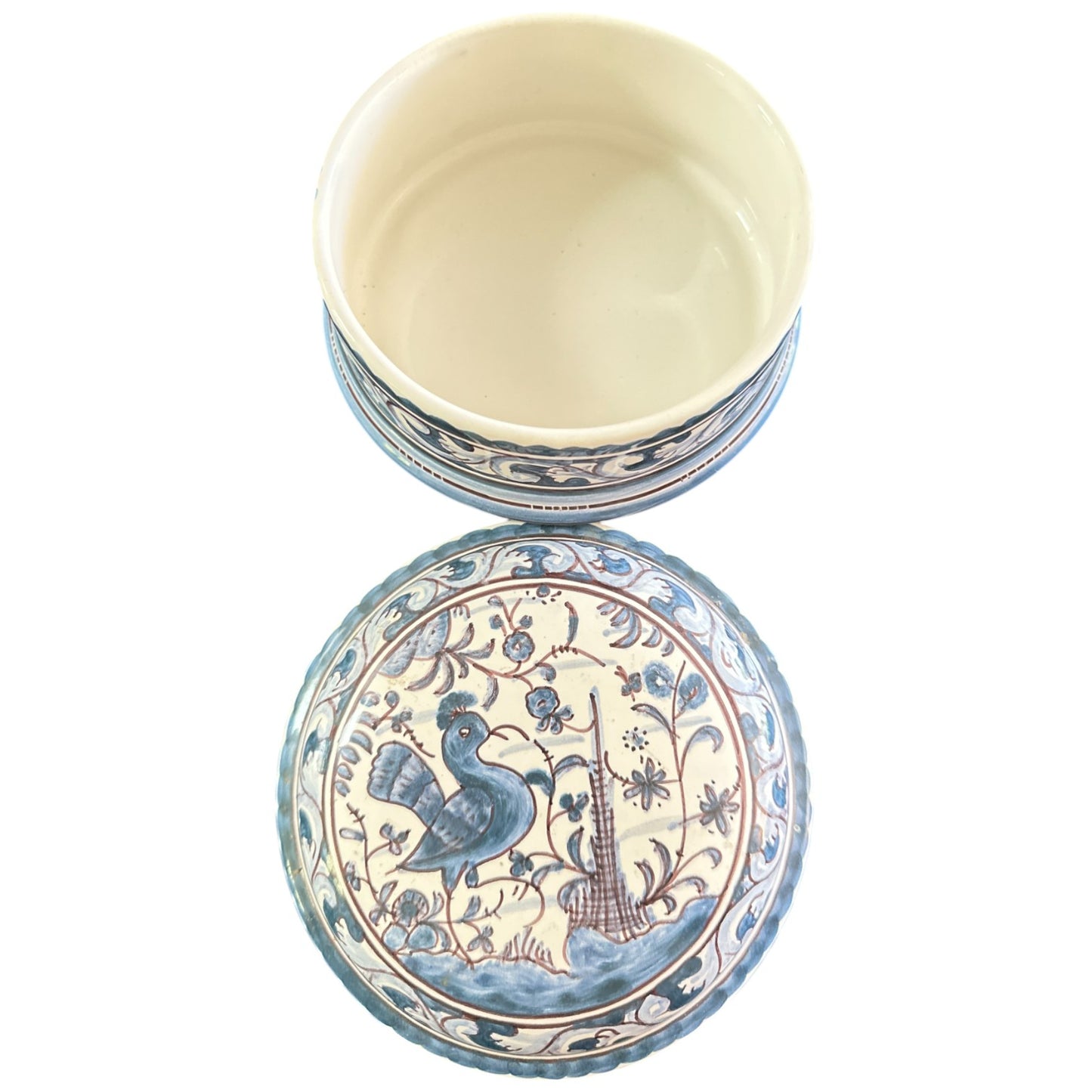 Italian Hand-Painted Ceramic Lidded Box – Bluebird & Floral