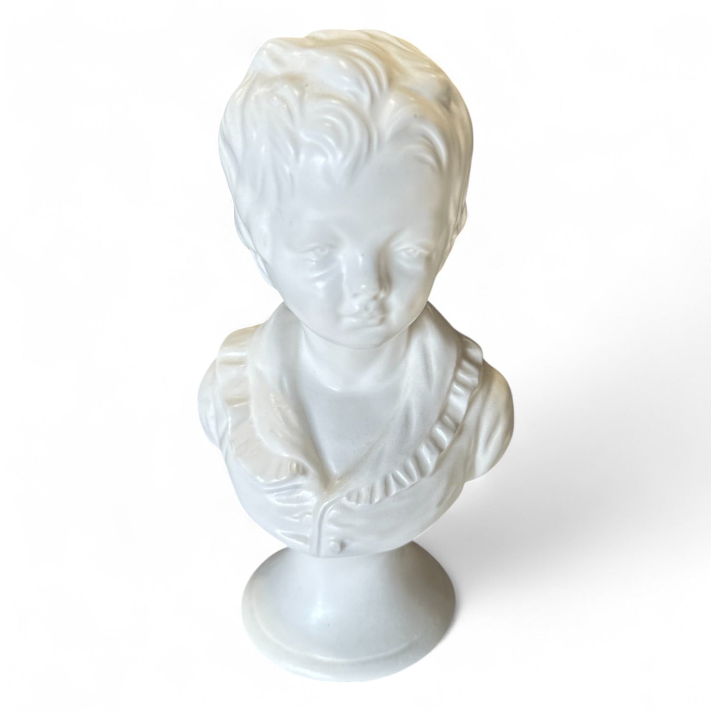 Pair of White Glazed Ceramic Busts