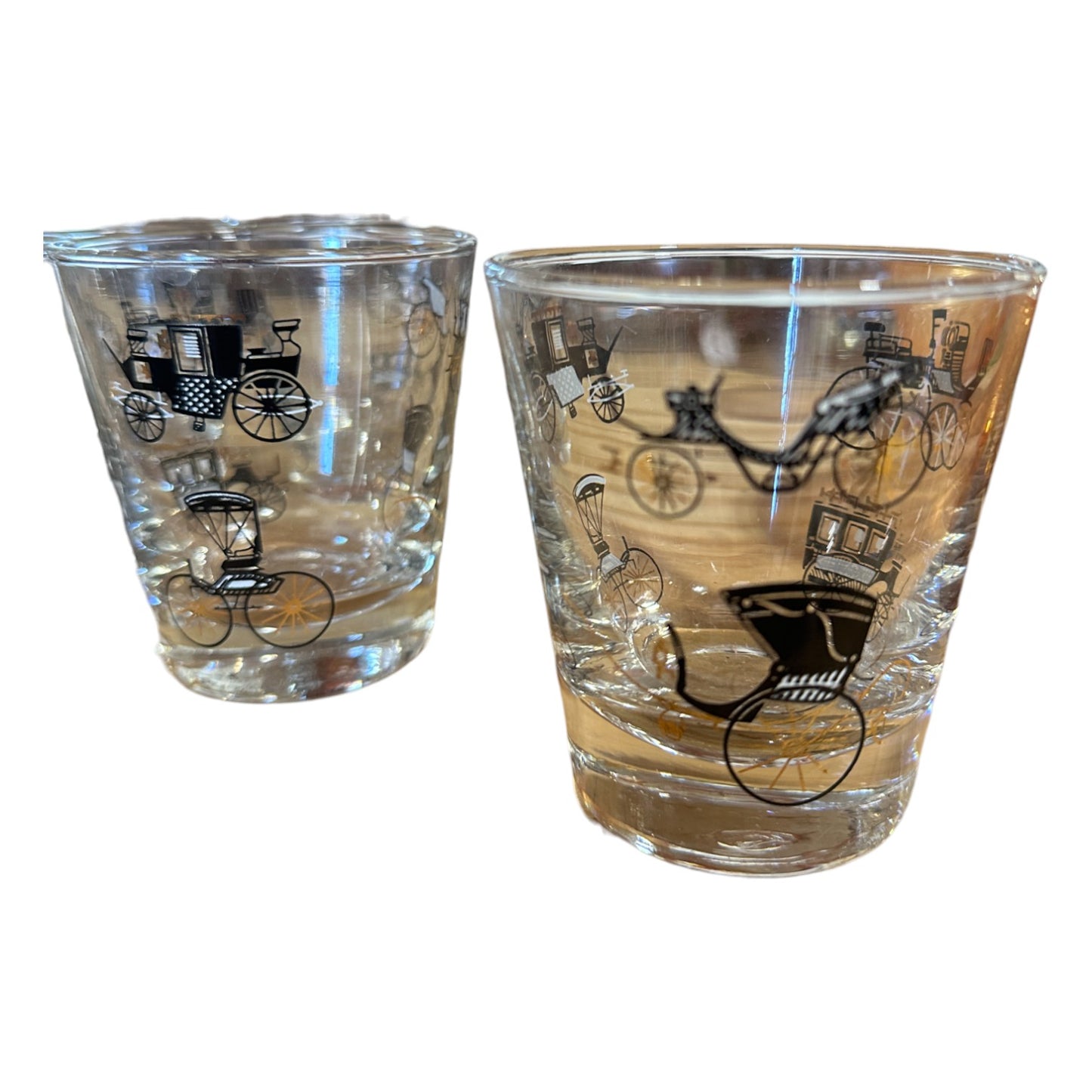 Set of 16 Antique Cabbie Print Glasses