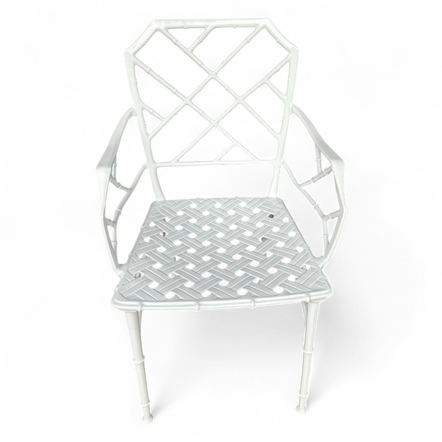 Pair of White Aluminum Faux Bamboo Garden Chairs