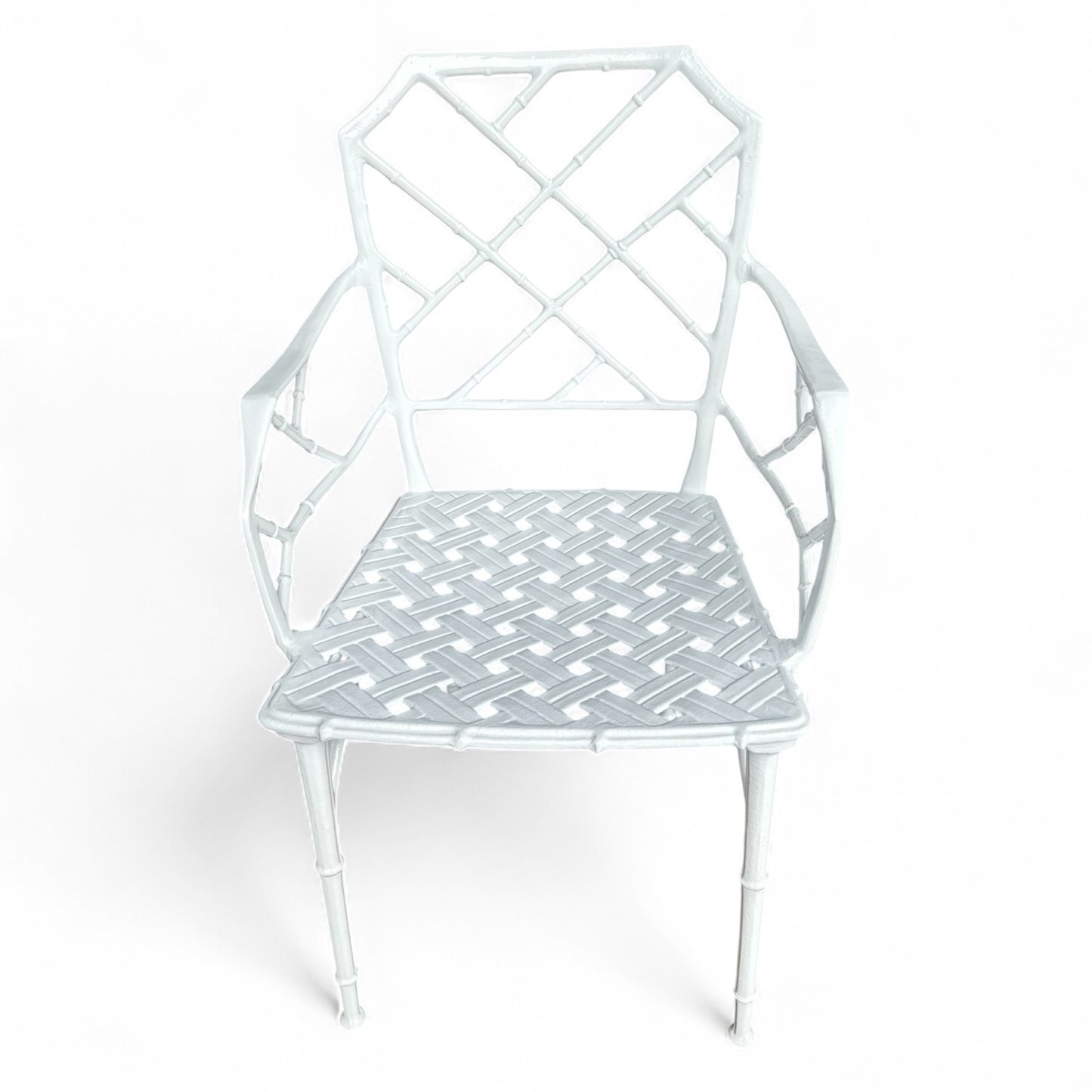 Pair of White Aluminum Faux Bamboo Garden Chairs