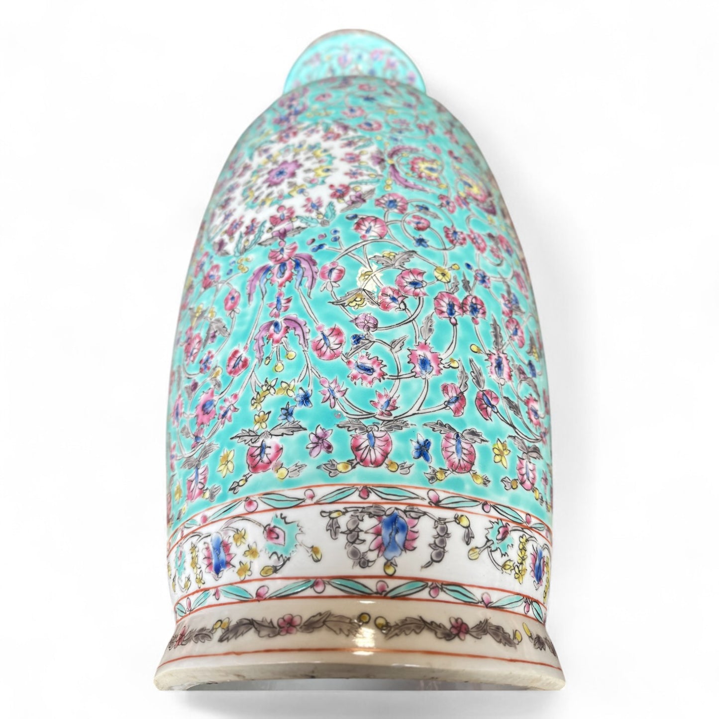 Pair of Large Aqua Floral Vases