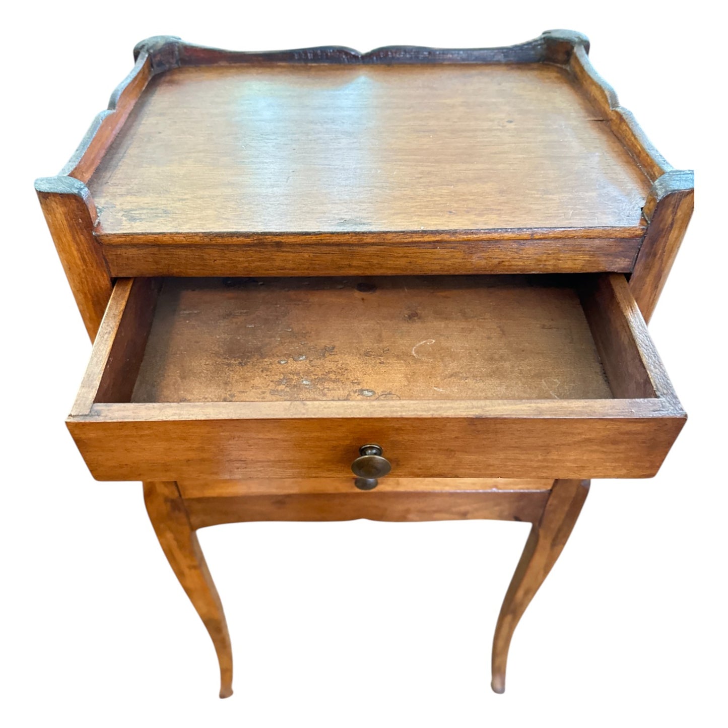Antique French Provincial Three-Drawer Nightstand, Cabriole Legs