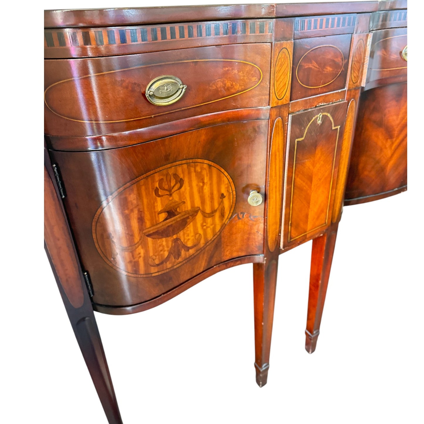 Antique Sheraton Style Mahogany Inlaid Sideboard
