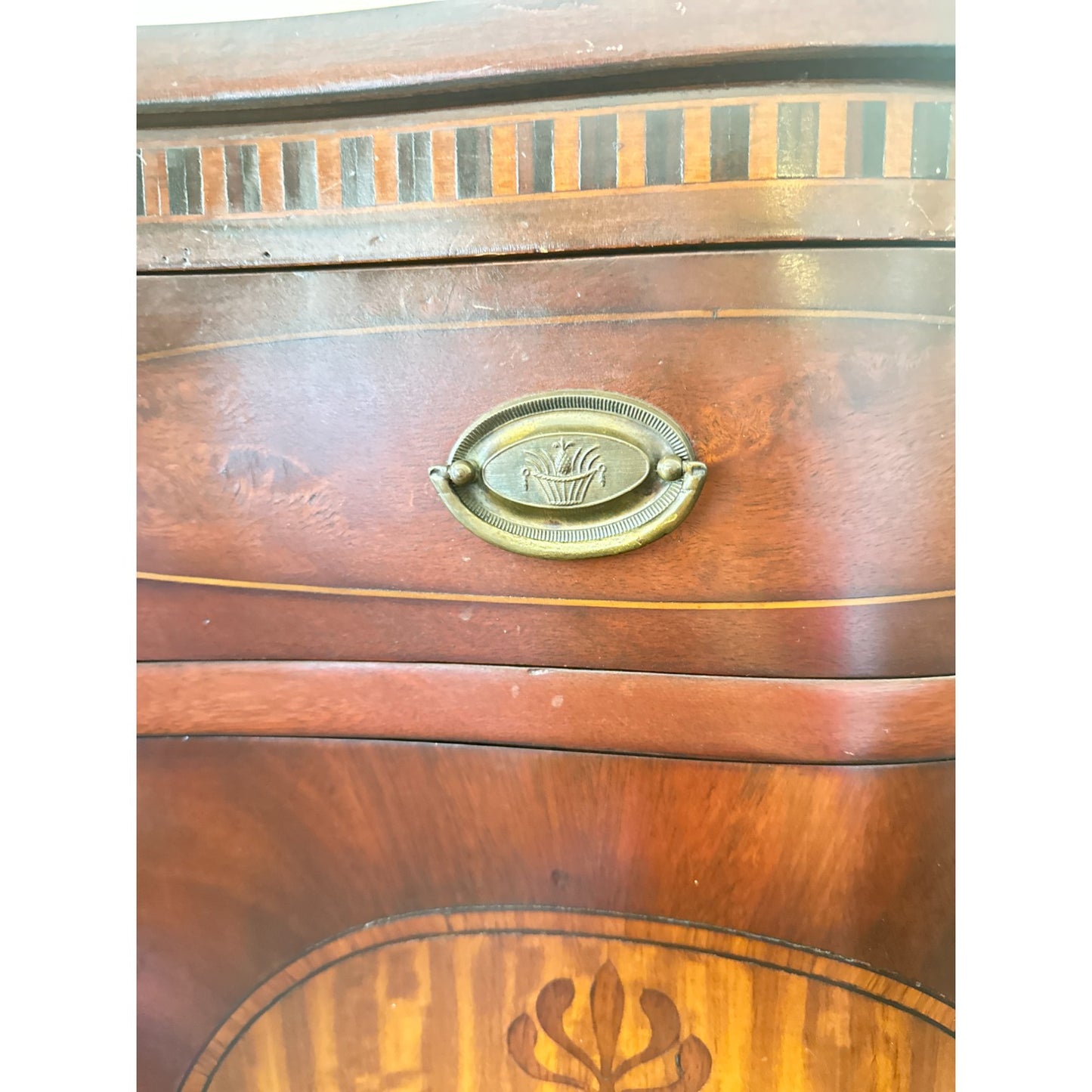 Antique Sheraton Style Mahogany Inlaid Sideboard