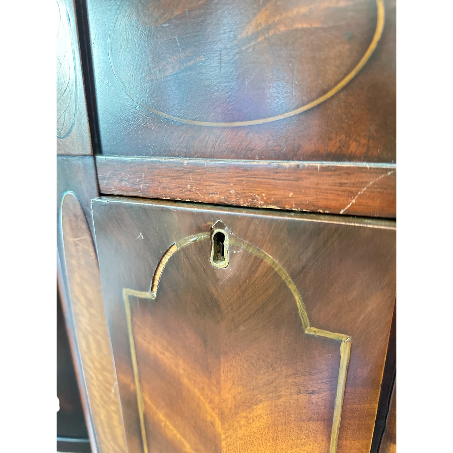 Antique Sheraton Style Mahogany Inlaid Sideboard