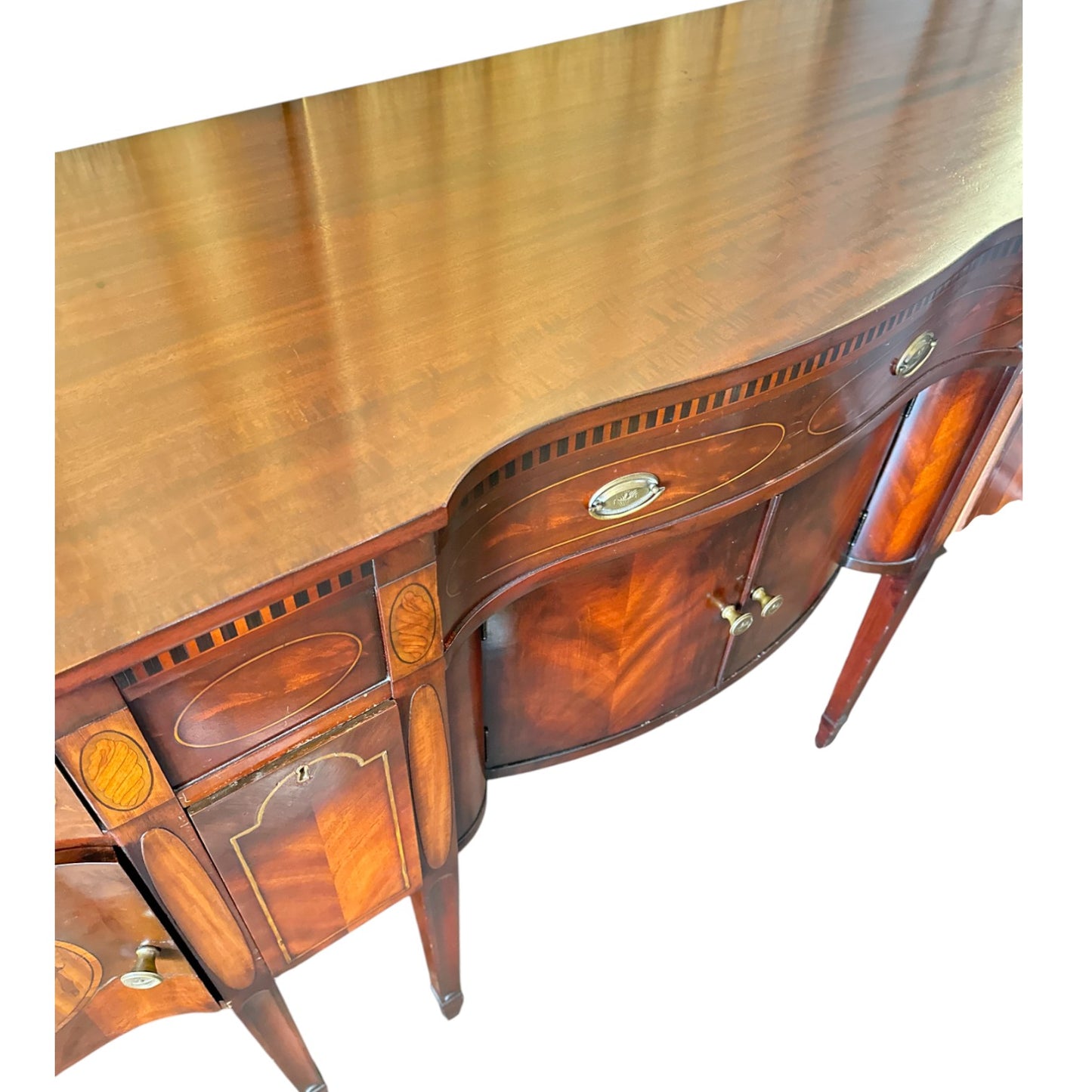 Antique Sheraton Style Mahogany Inlaid Sideboard