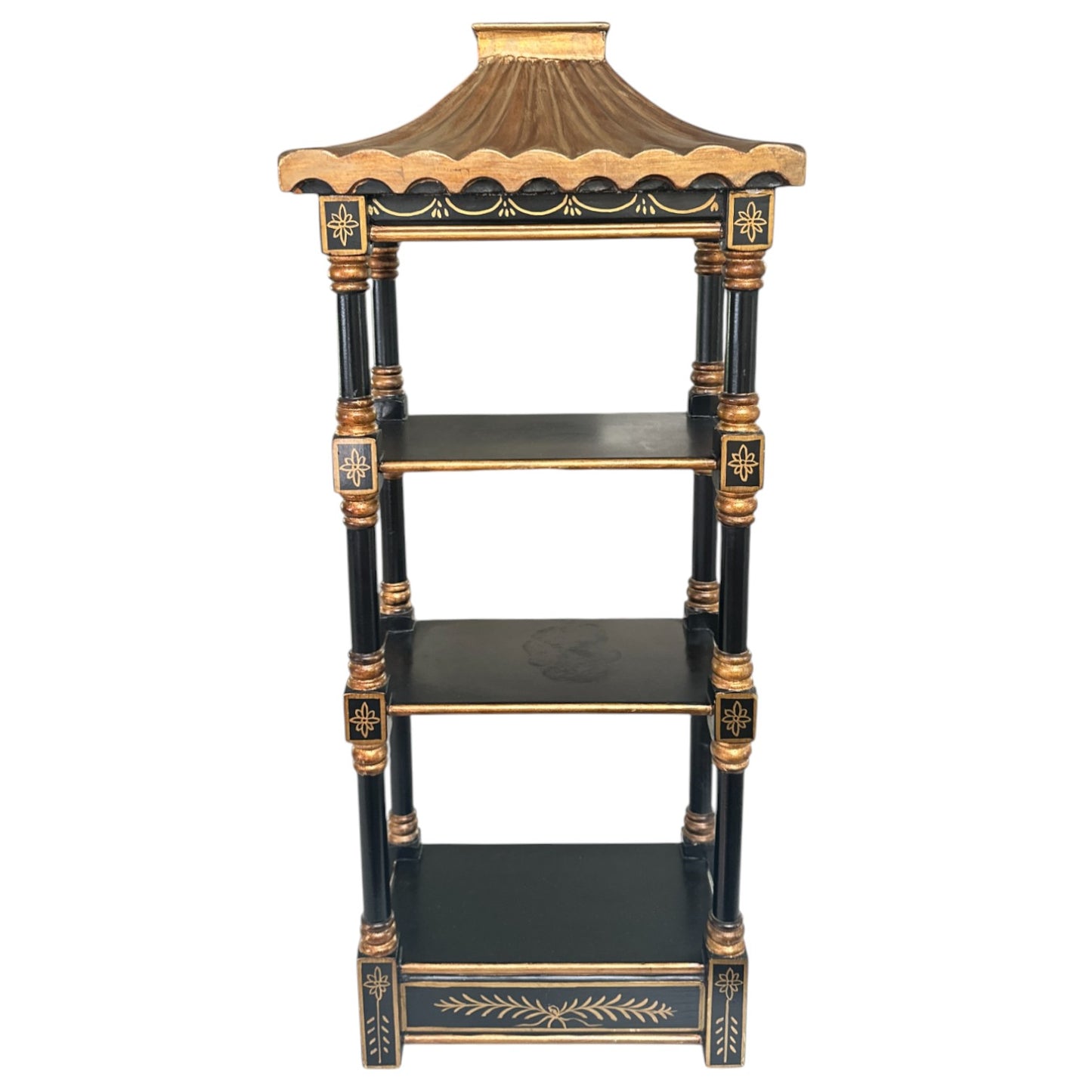Vintage Pagoda Style Etagere Hanging Shelf