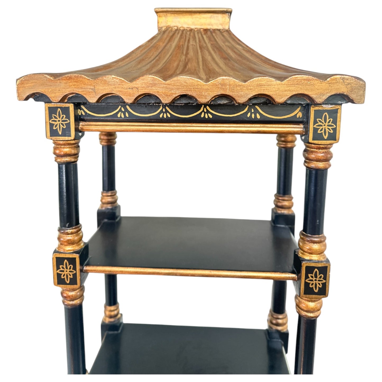 Vintage Pagoda Style Etagere Hanging Shelf