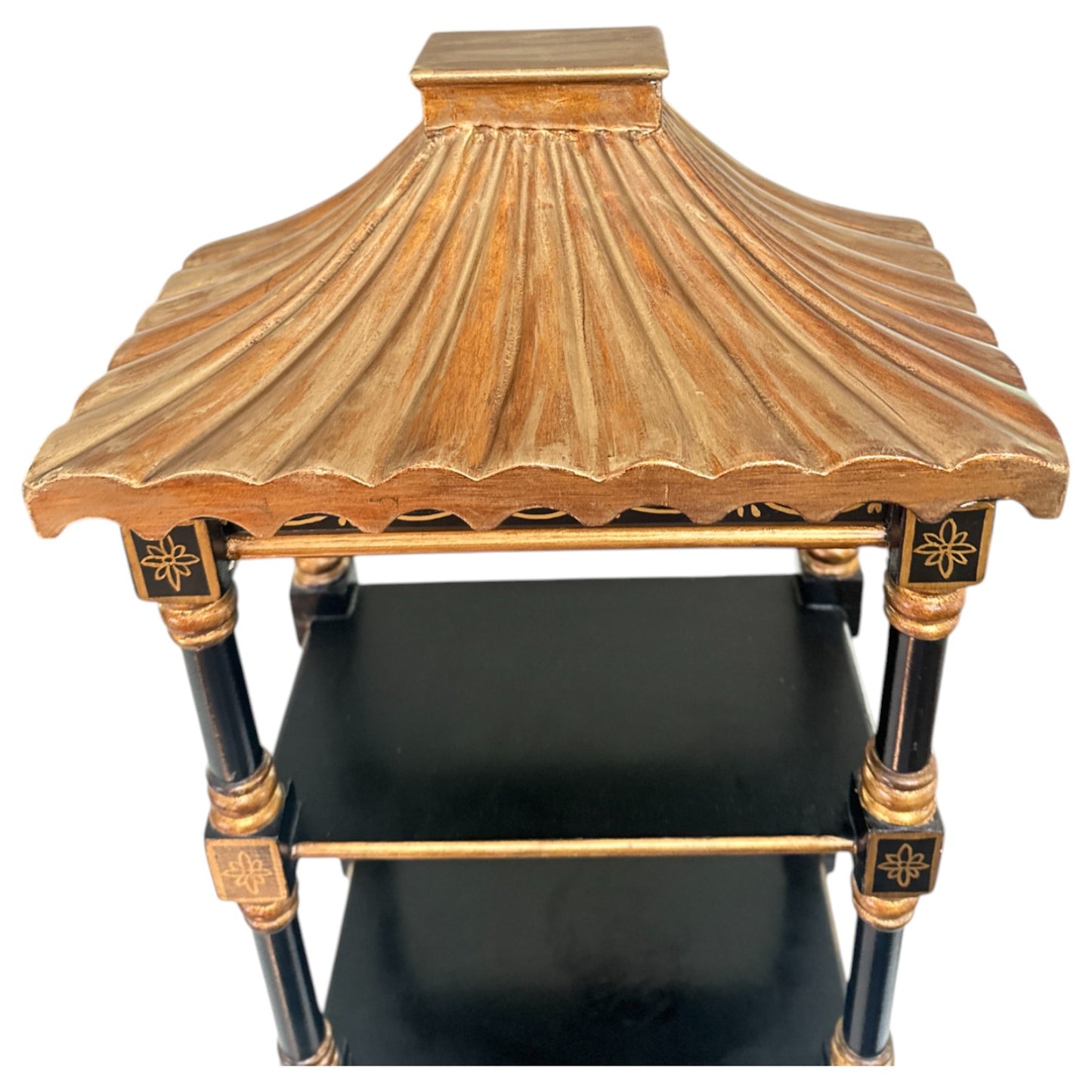Vintage Pagoda Style Etagere Hanging Shelf