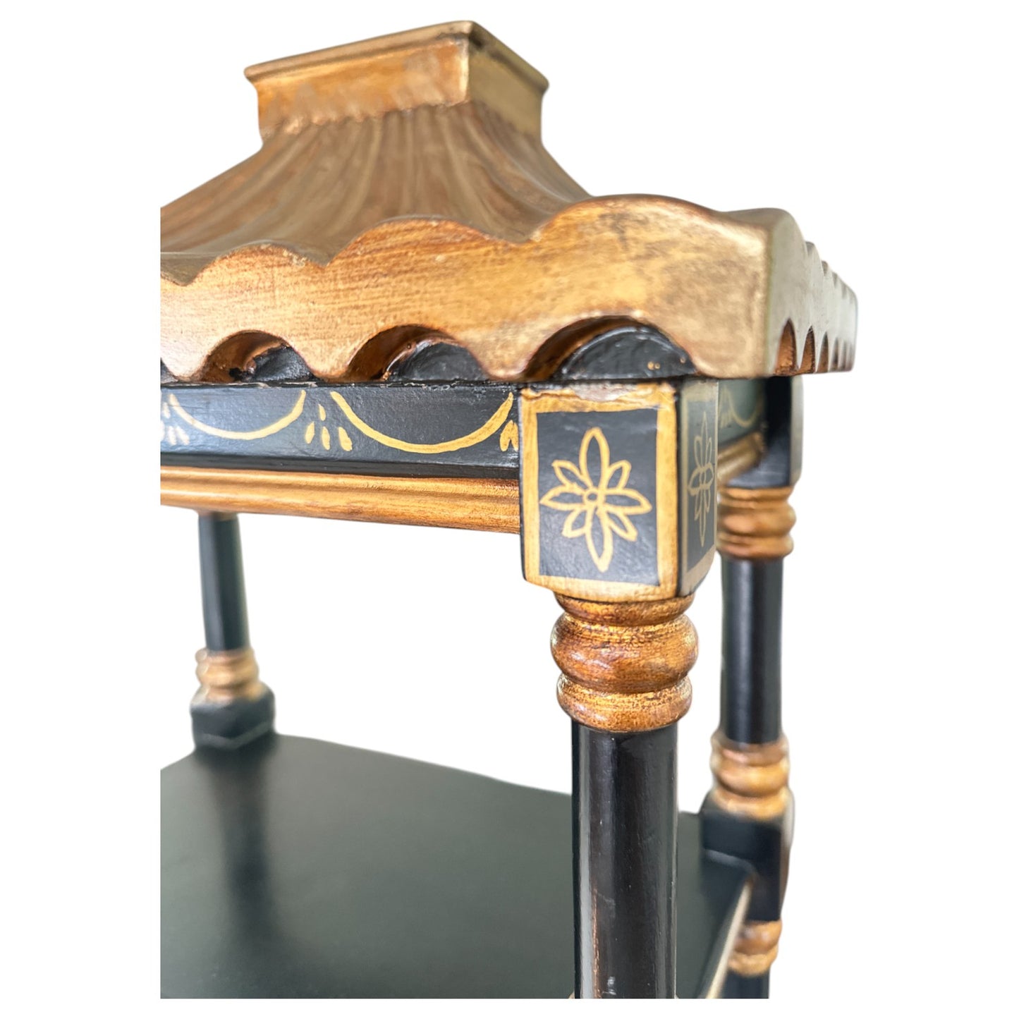 Vintage Pagoda Style Etagere Hanging Shelf