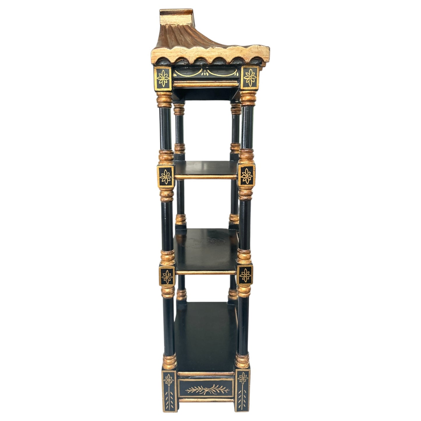 Vintage Pagoda Style Etagere Hanging Shelf