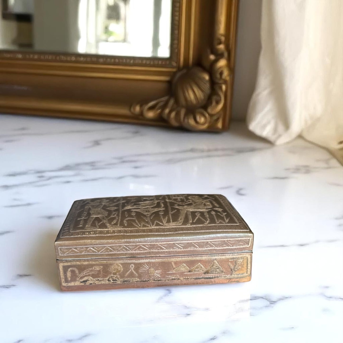 Egyptian Revival Copper Trinket Box