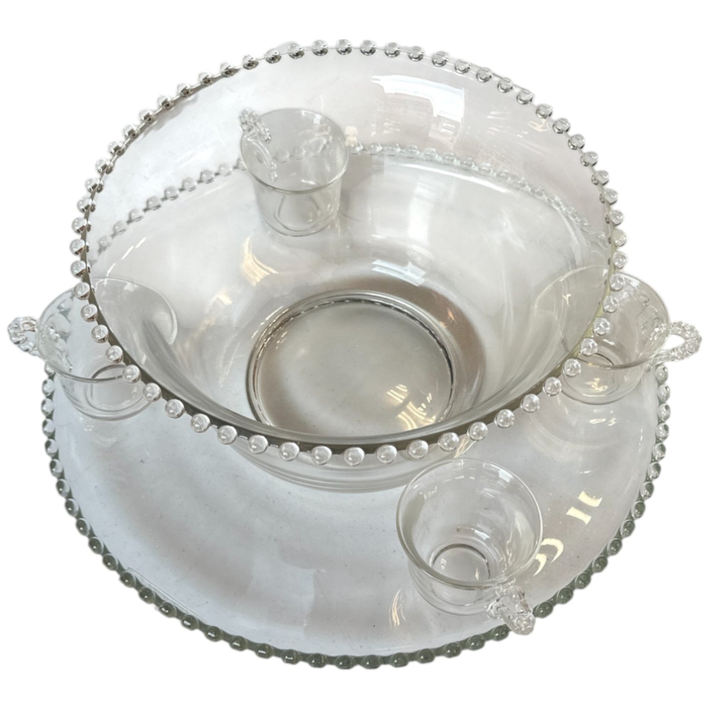 Imperial Candlewick Glass Punch Bowl Set