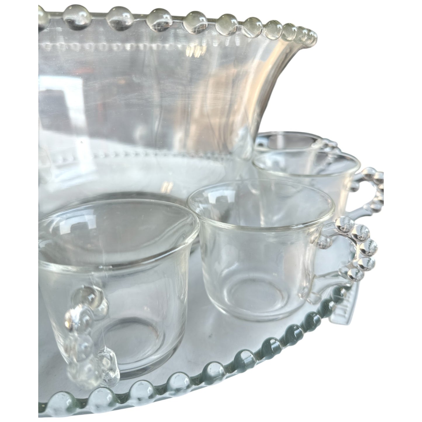 Imperial Candlewick Glass Punch Bowl Set