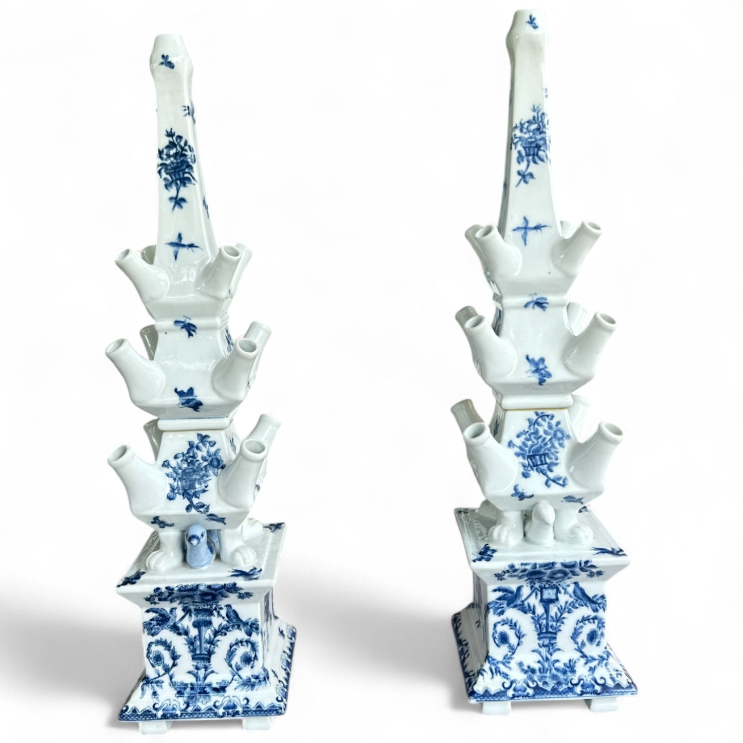 Delft Blue Tulipiere Flower Towers – Pair