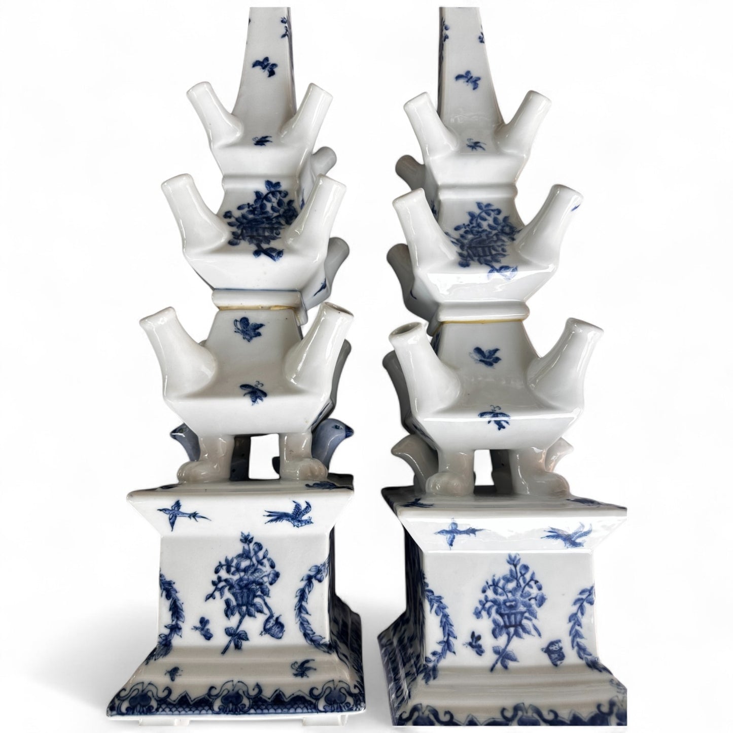 Delft Blue Tulipiere Flower Towers – Pair