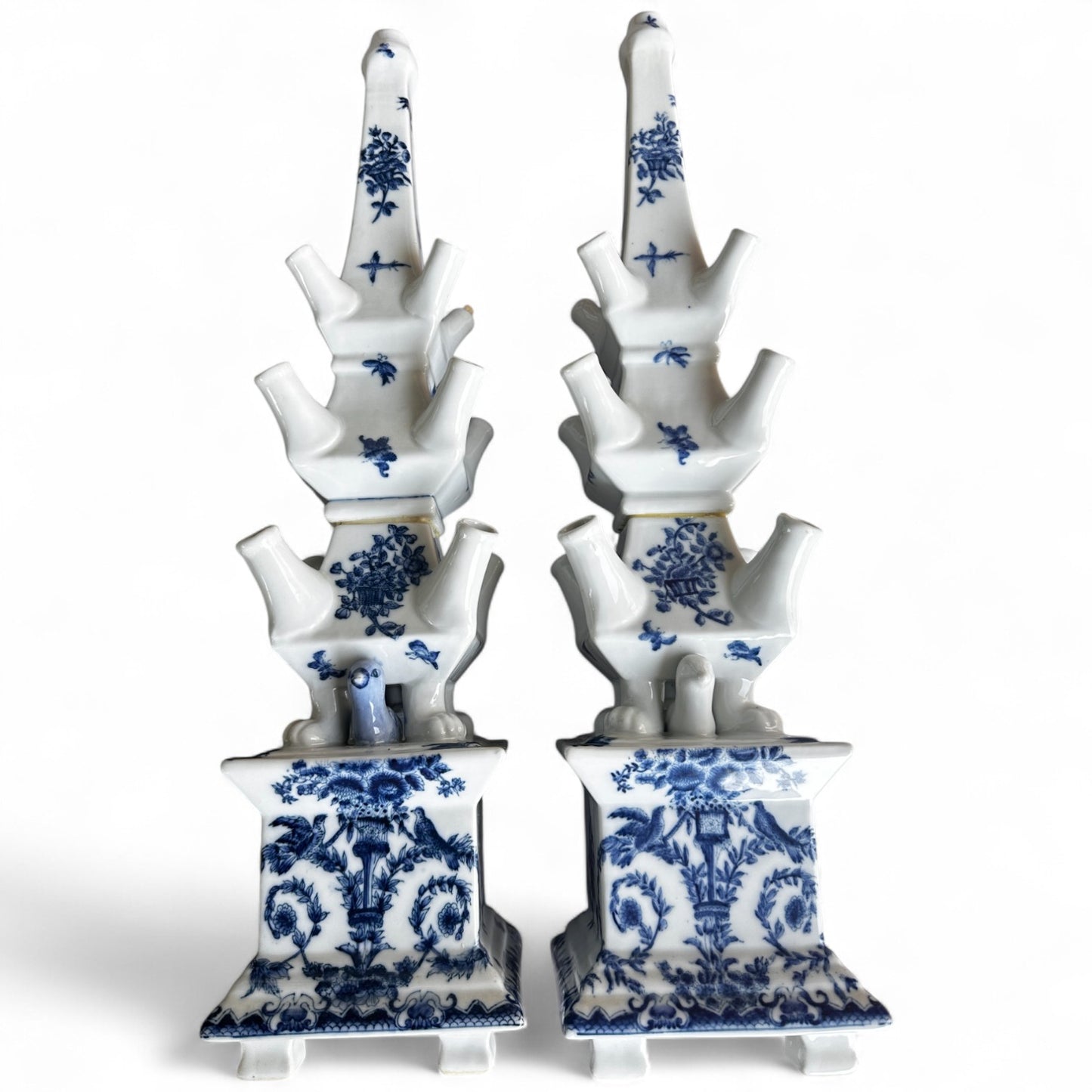 Delft Blue Tulipiere Flower Towers – Pair