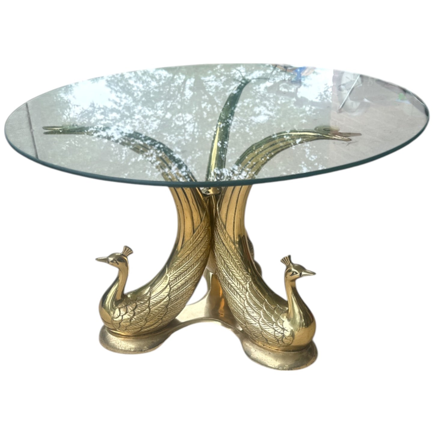 Brass Peacock Coffee/Side Table- Hollywood Regency Style