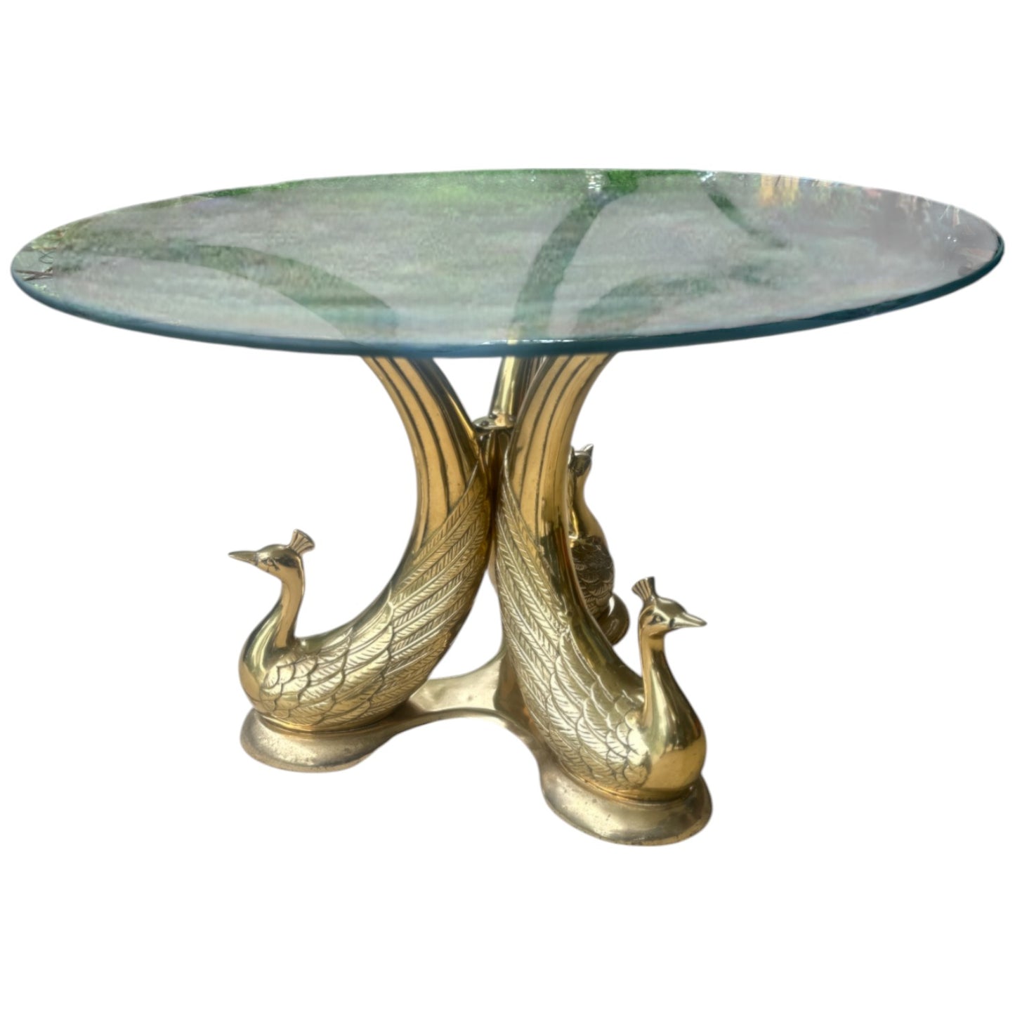 Brass Peacock Coffee/Side Table- Hollywood Regency Style