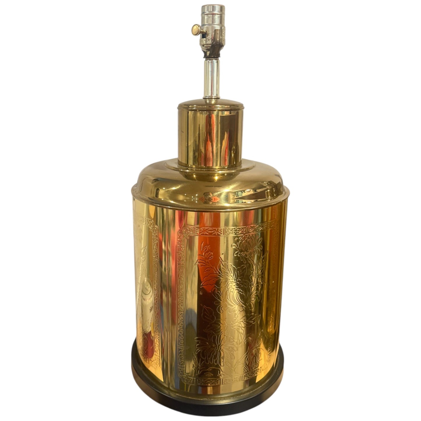 Pair of Engraved Tin Brass Lamps