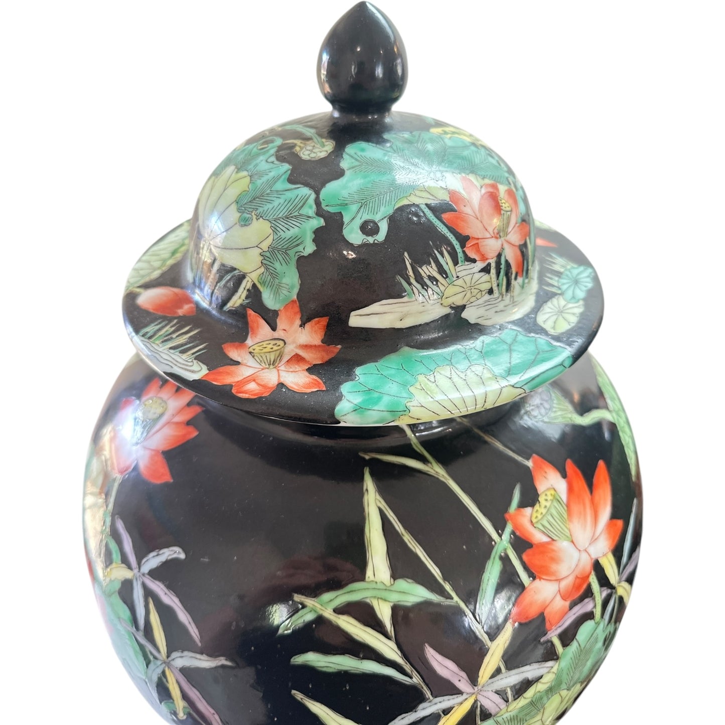 Pair of Famille Noire Chinese Temple Jars