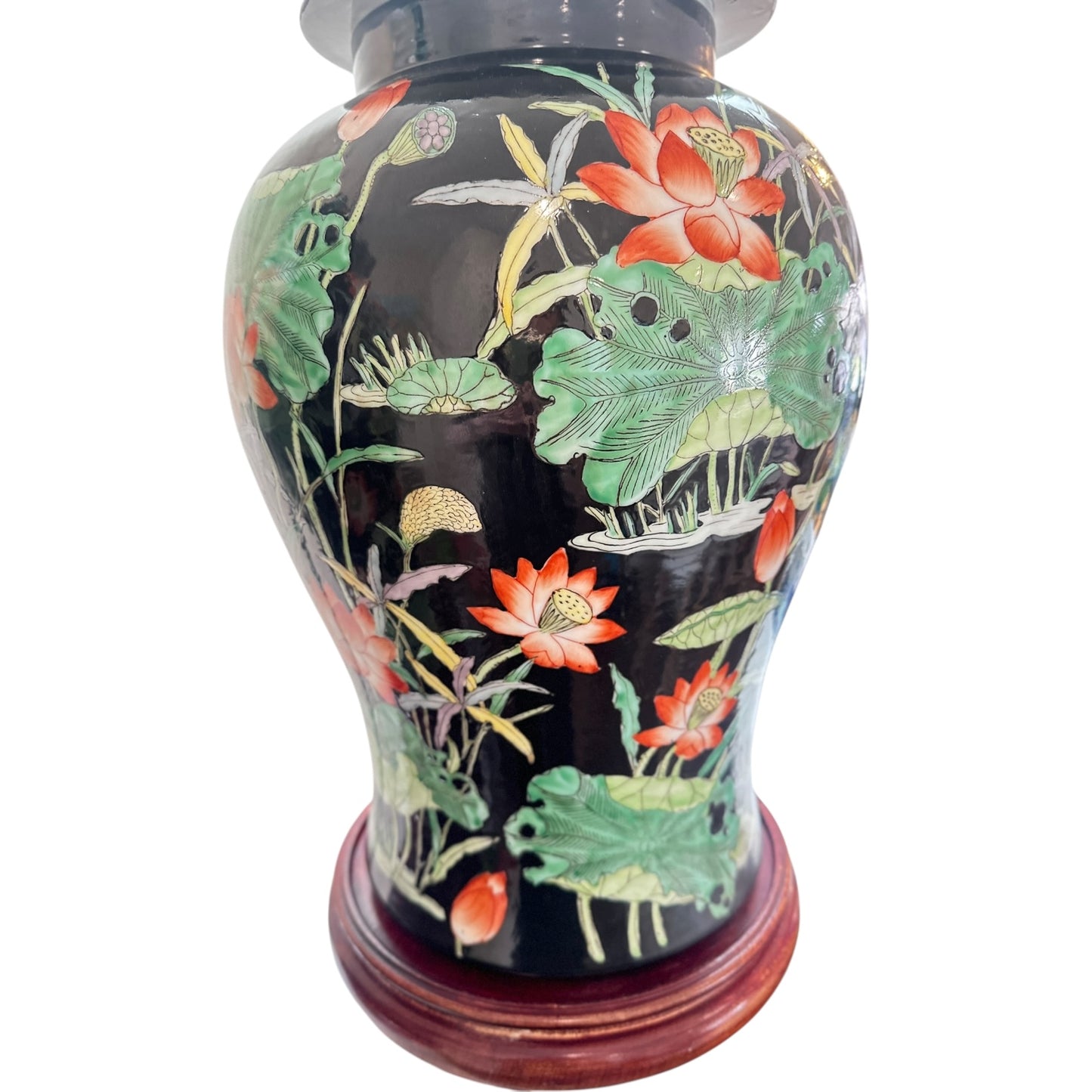 Pair of Famille Noire Chinese Temple Jars