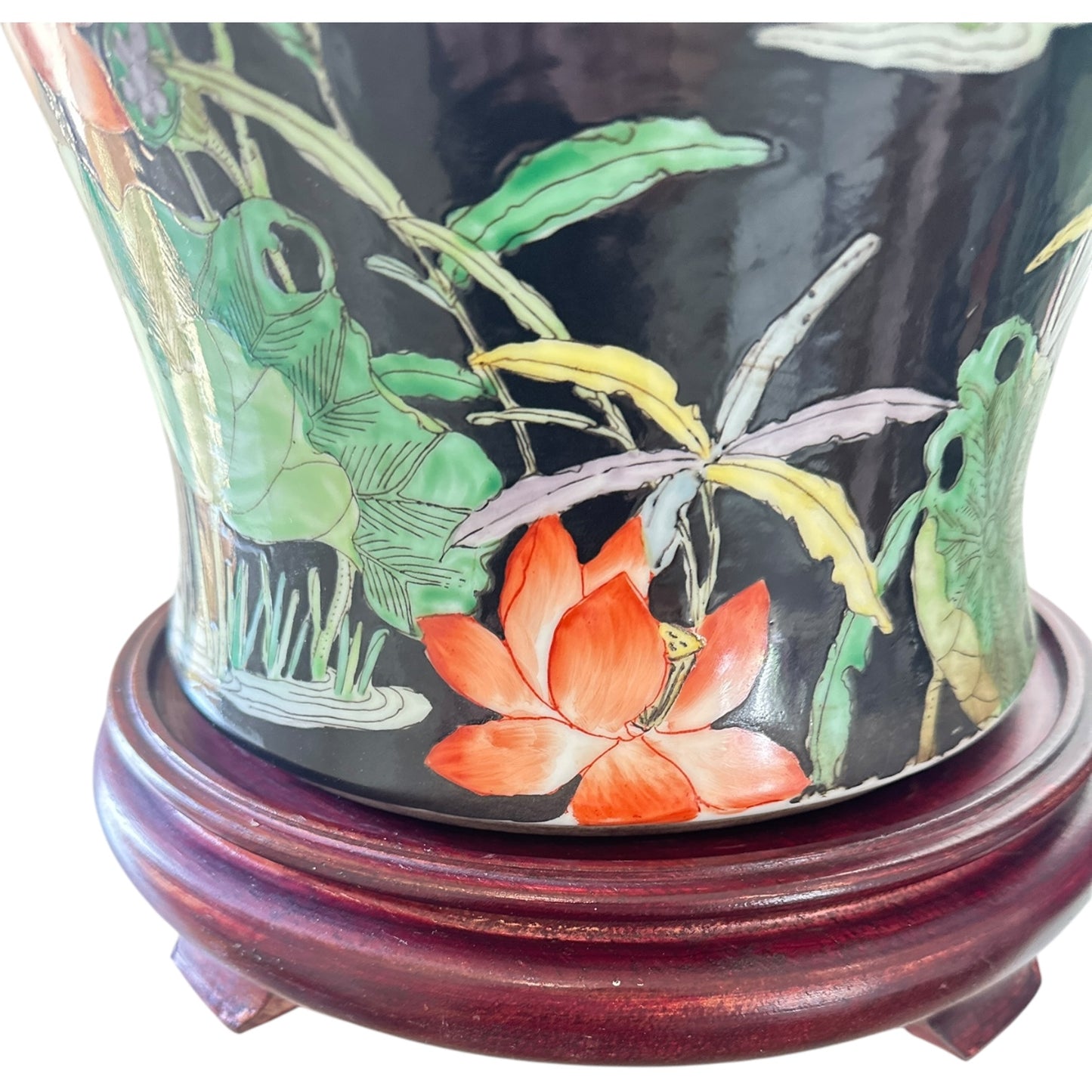Pair of Famille Noire Chinese Temple Jars