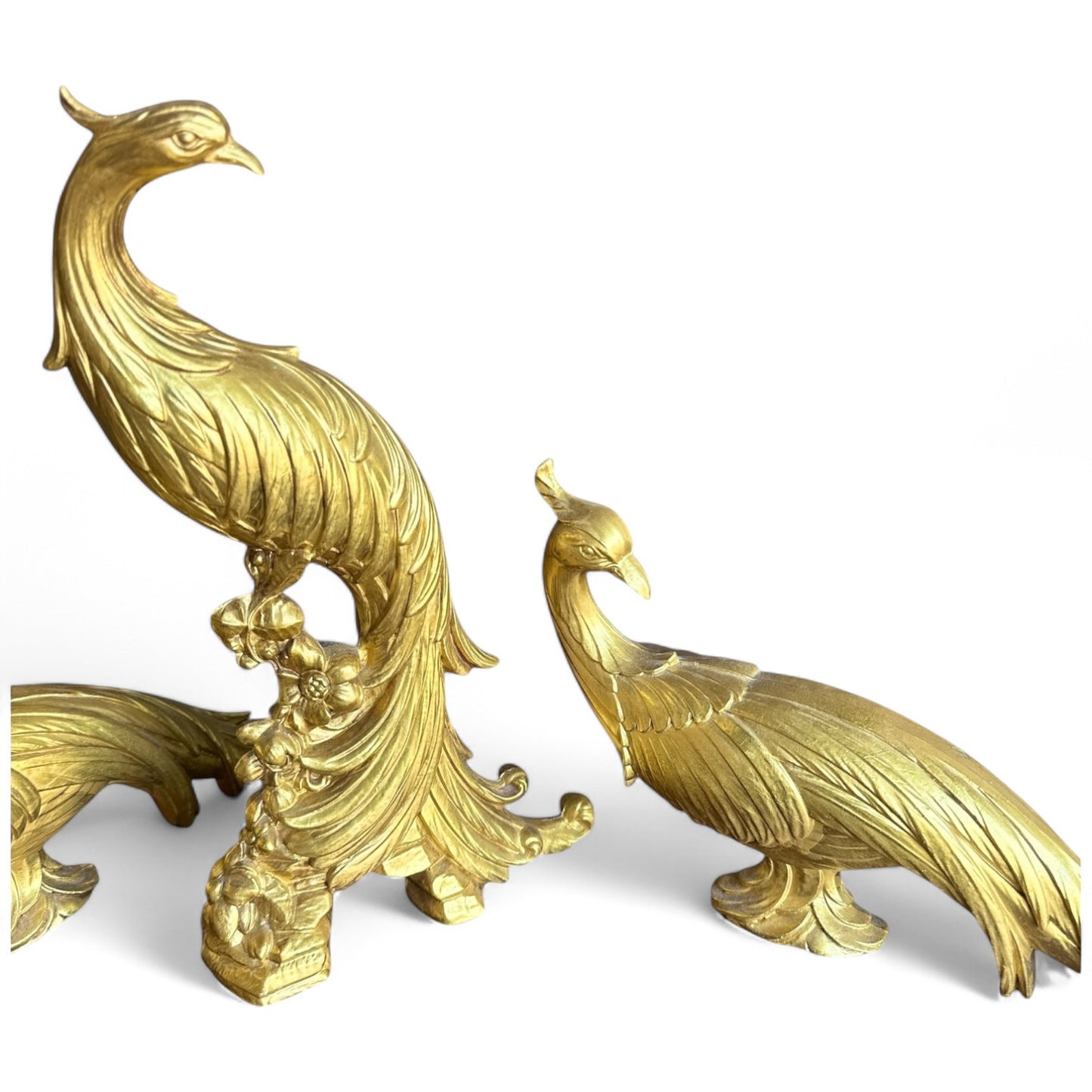 Gilded Resin Peacock Trio