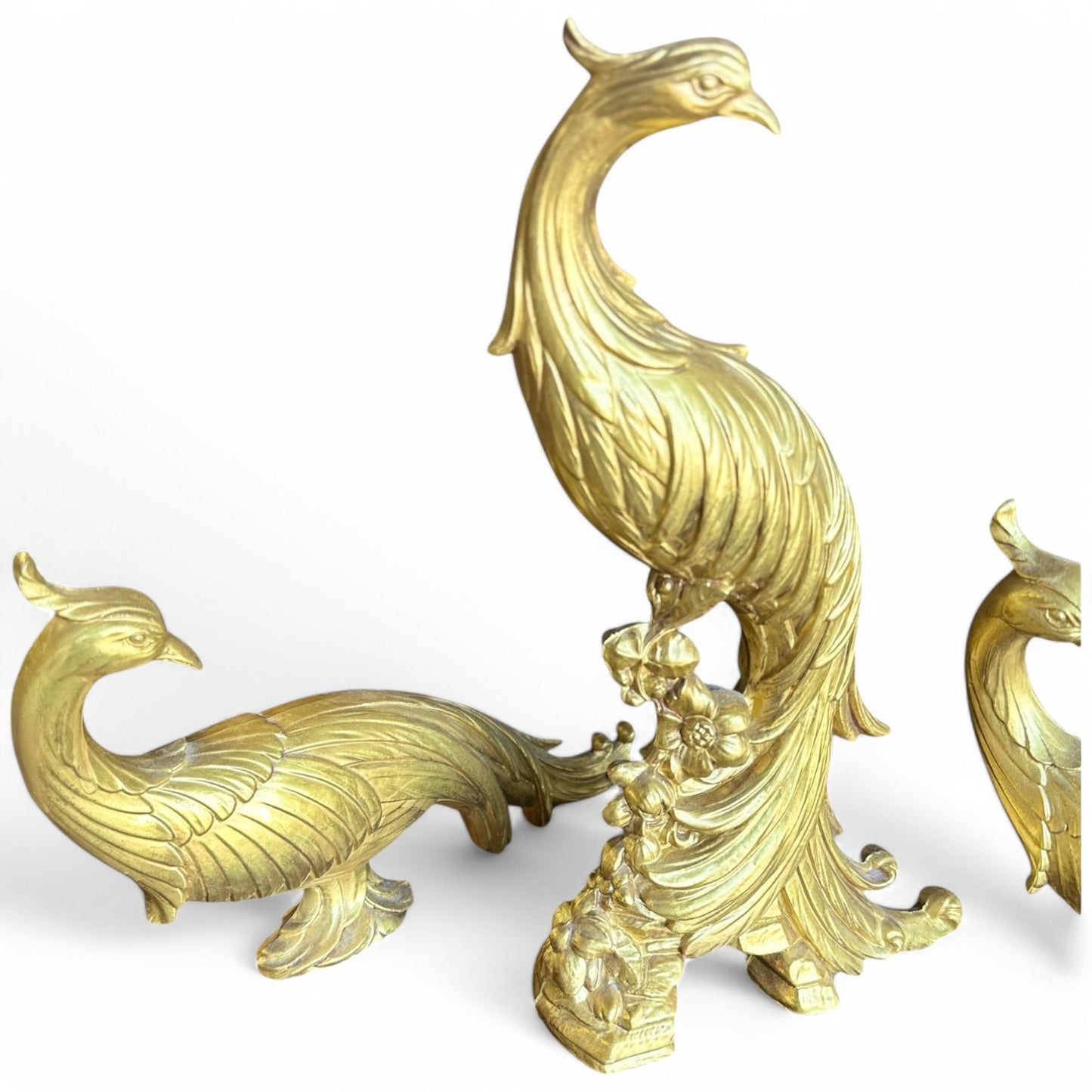 Gilded Resin Peacock Trio