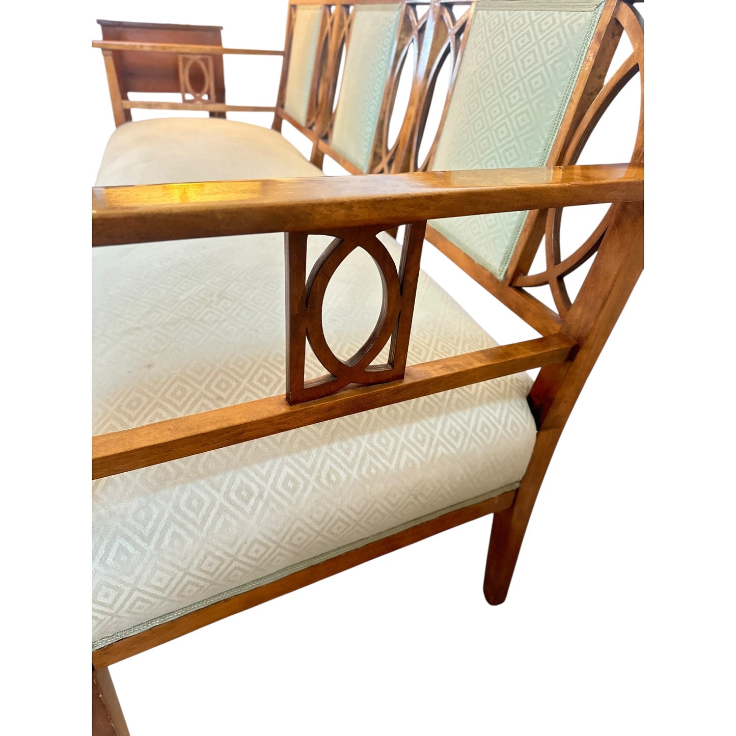 Beidermeier Settee Bench with Upholstered Seat